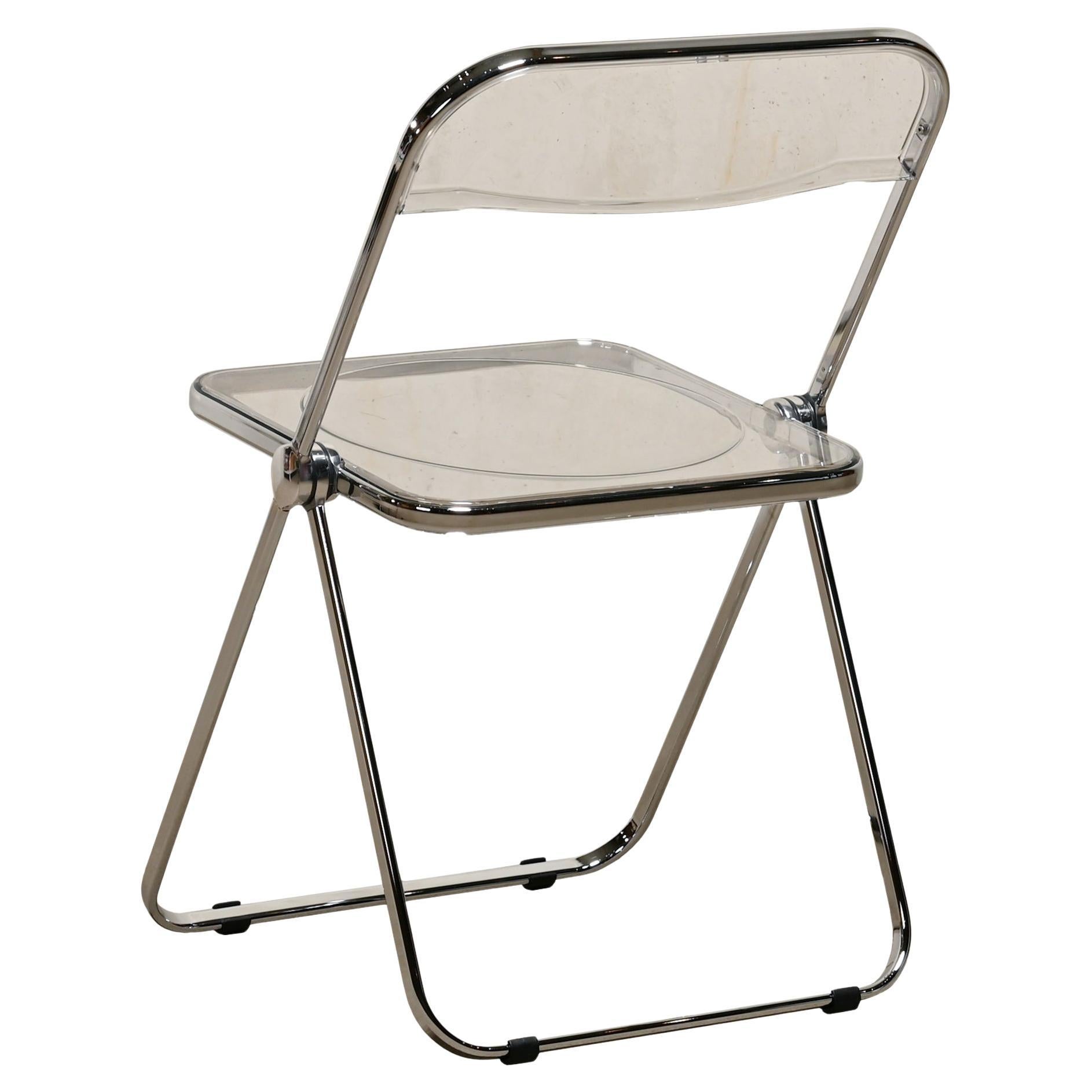 Giancarlo Piretti Plia Sedia pieghevole in lucite e cromo per Castelli, Italia