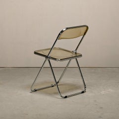 Multiple Giancarlo Piretti Plia Folding Chairs in Yellow Lucite Chrome, Castelli