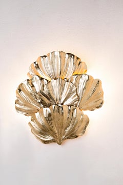 Multiple Ginkgo Leaves Casted Brass Applique