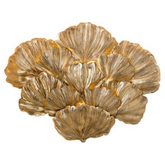 Multiple Ginkgo Leaves Casted Brass Applique