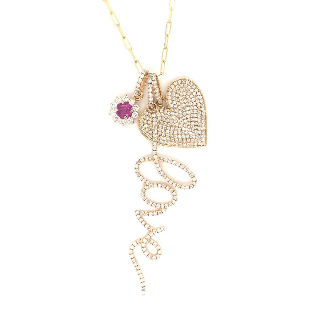Multiple gold diamond and ruby pendant necklace For Sale 2