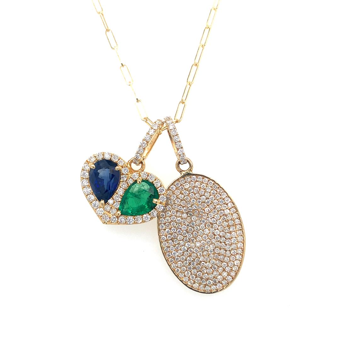 Women's Multiple gold diamonds pendant necklace For Sale