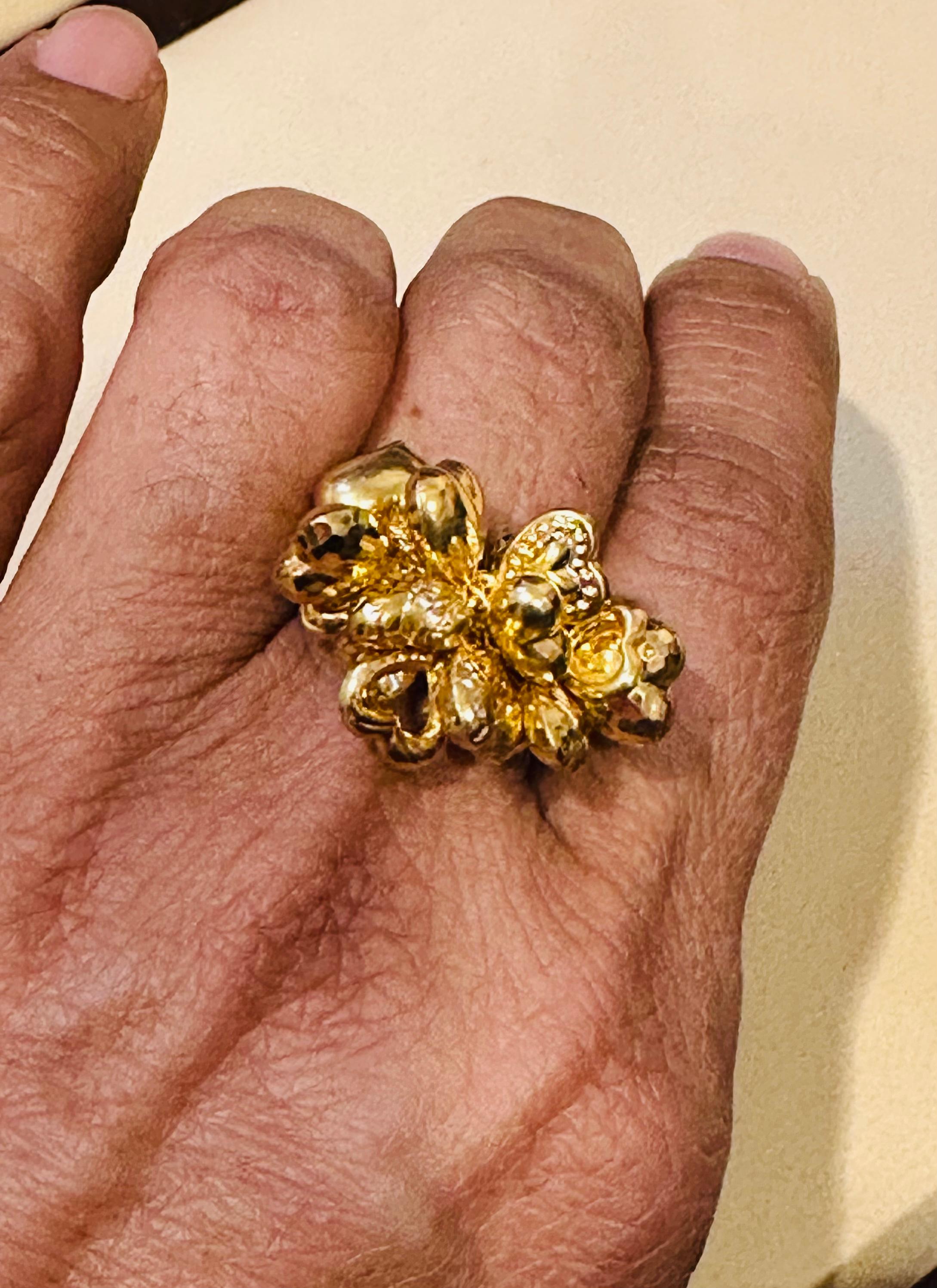 Multiple  Bague flottante en or jaune 14 carats 4,1 gm avec breloque en forme de cœur, taille 5,5 en vente 7