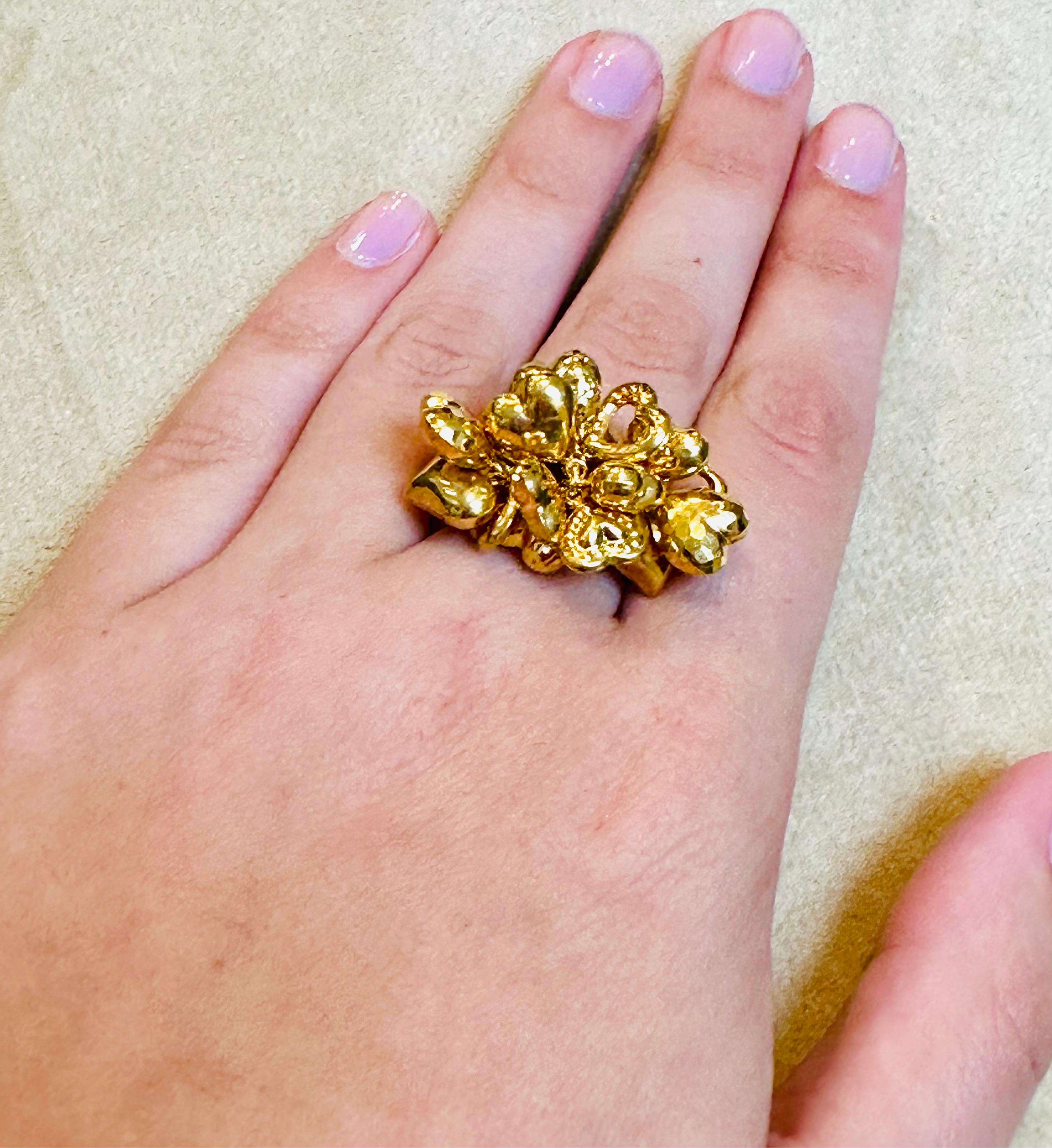 Multiple  Bague flottante en or jaune 14 carats 4,1 gm avec breloque en forme de cœur, taille 5,5 en vente 10
