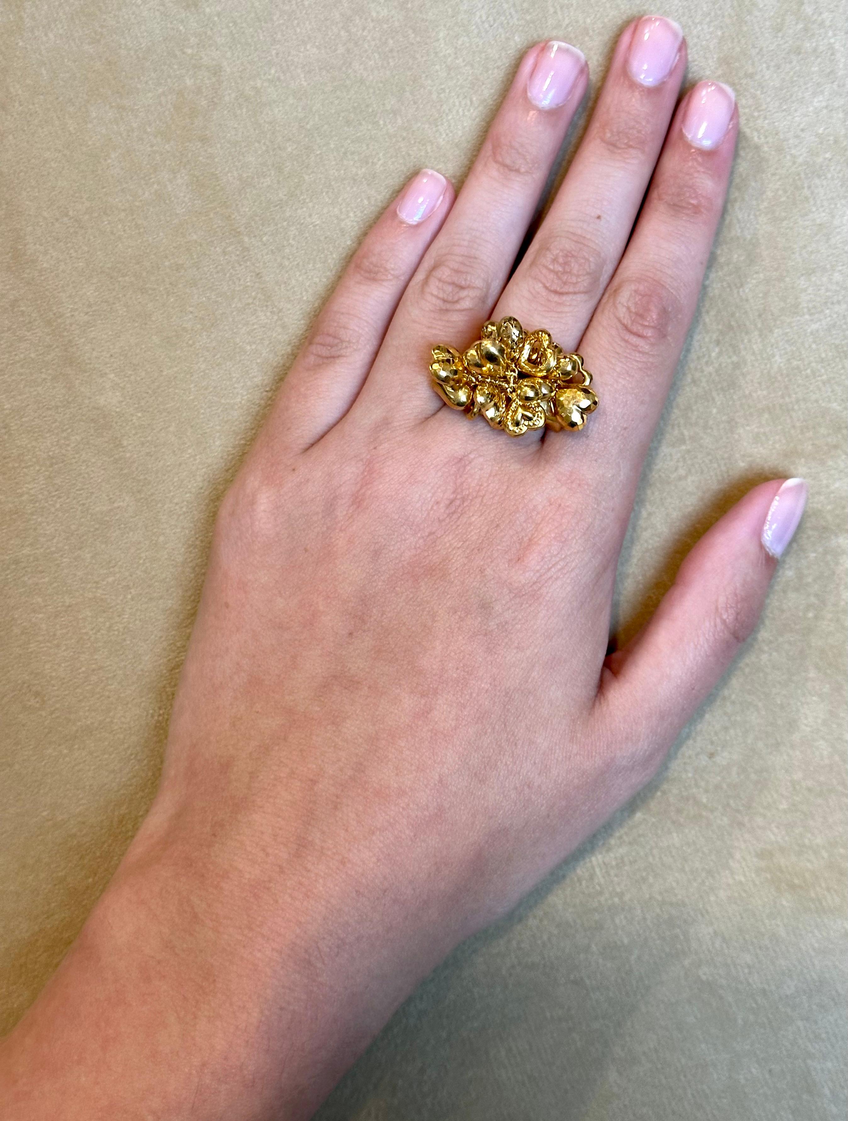Multiple  Bague flottante en or jaune 14 carats 4,1 gm avec breloque en forme de cœur, taille 5,5 en vente 11