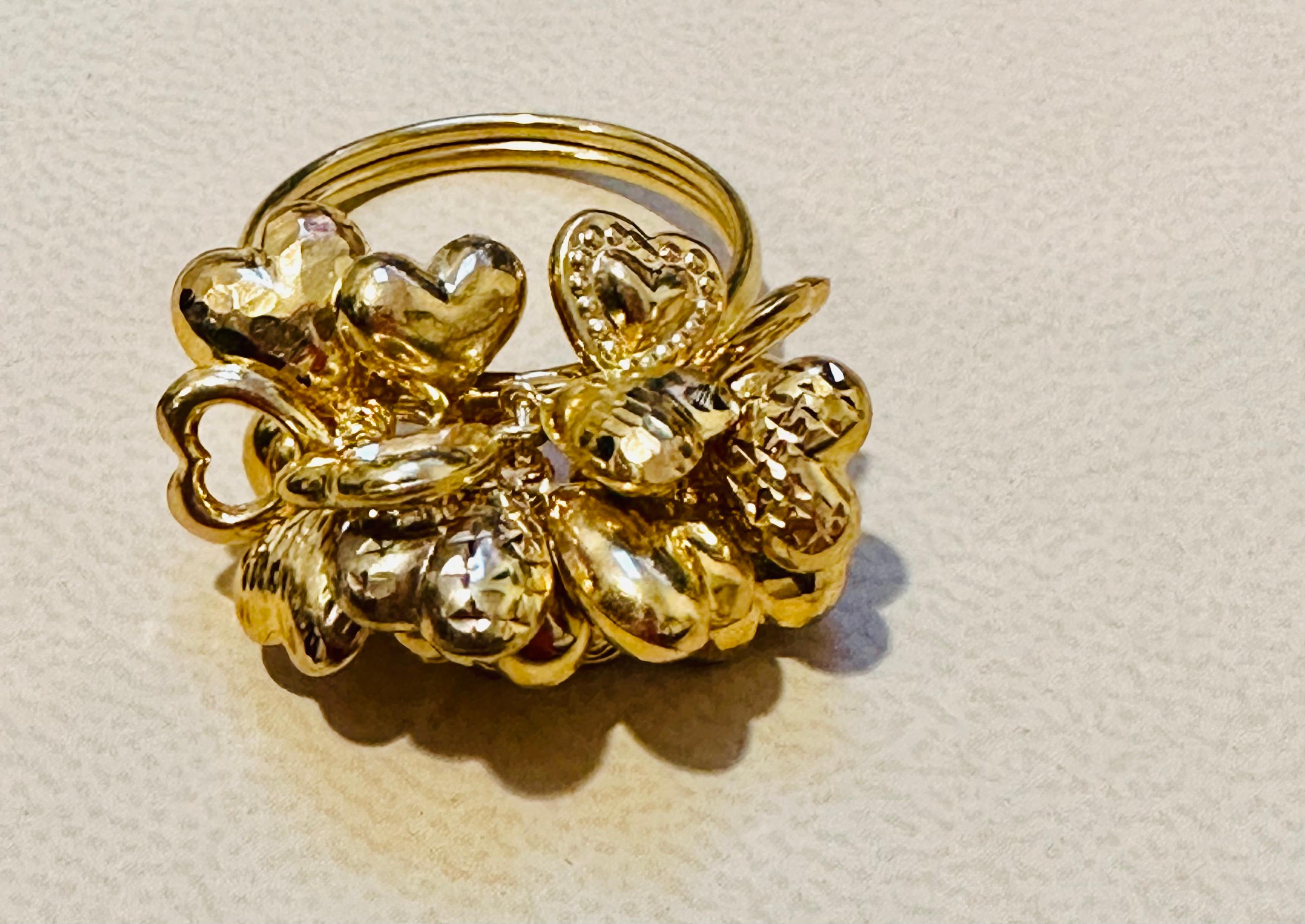 Multiple  Bague flottante en or jaune 14 carats 4,1 gm avec breloque en forme de cœur, taille 5,5 en vente 1
