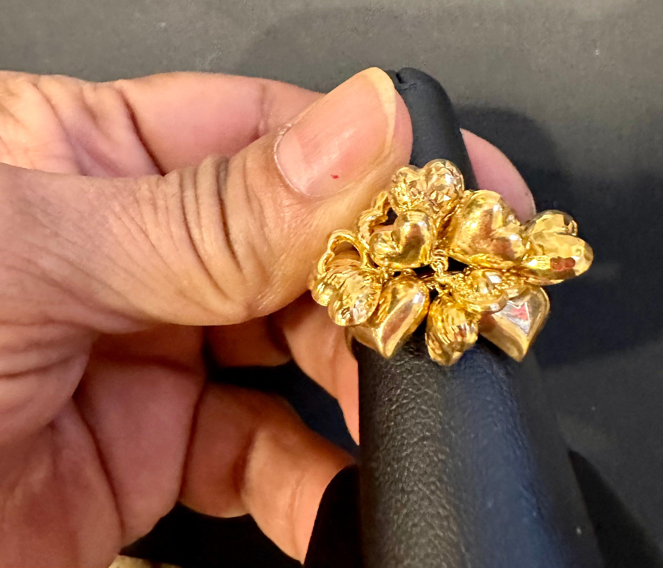 Multiple  Bague flottante en or jaune 14 carats 4,1 gm avec breloque en forme de cœur, taille 5,5 en vente 4