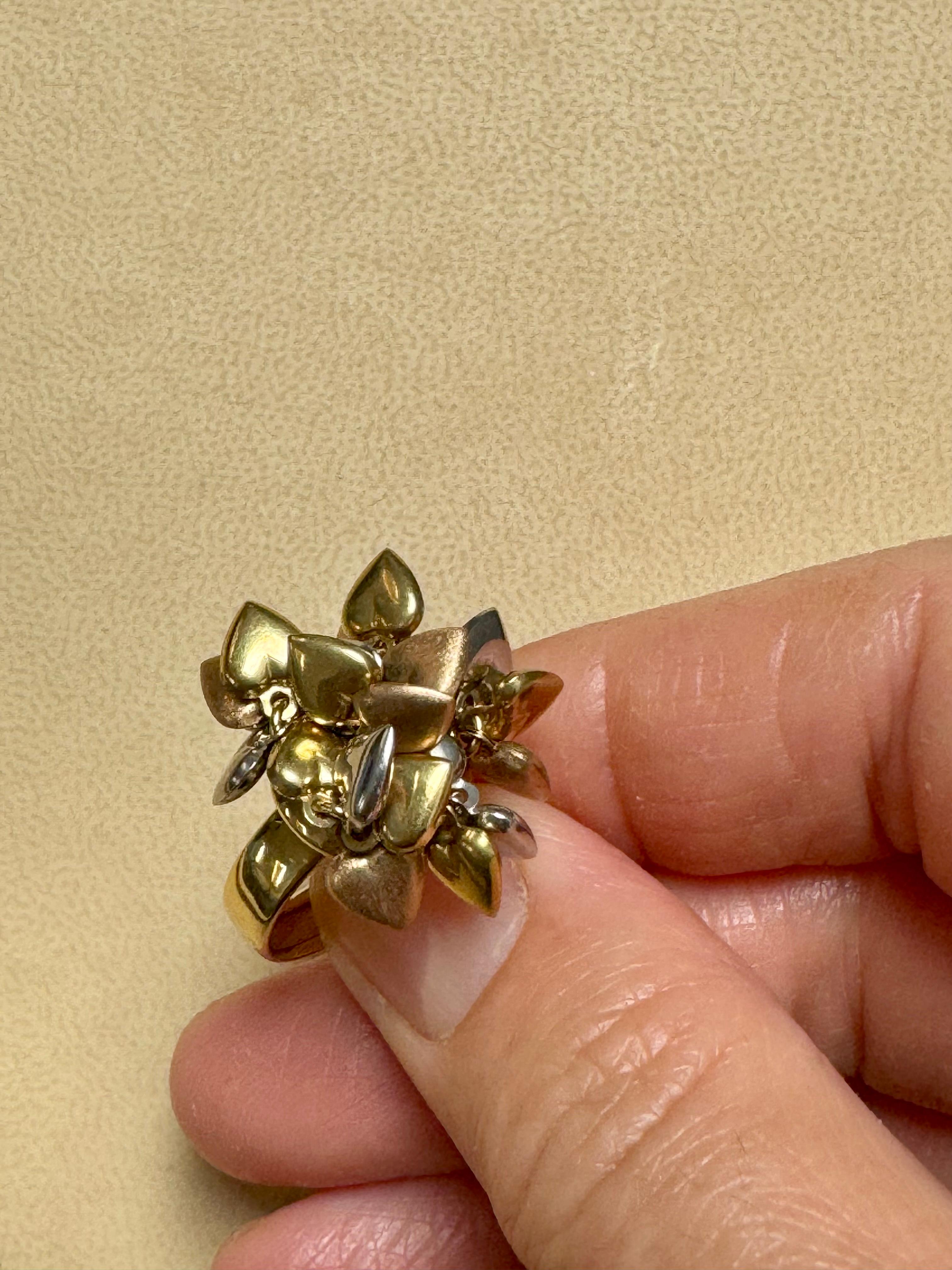Anello a cuore multiplo fluttuante in oro giallo, rosa e bianco 18 Kt misura 6 in vendita 7