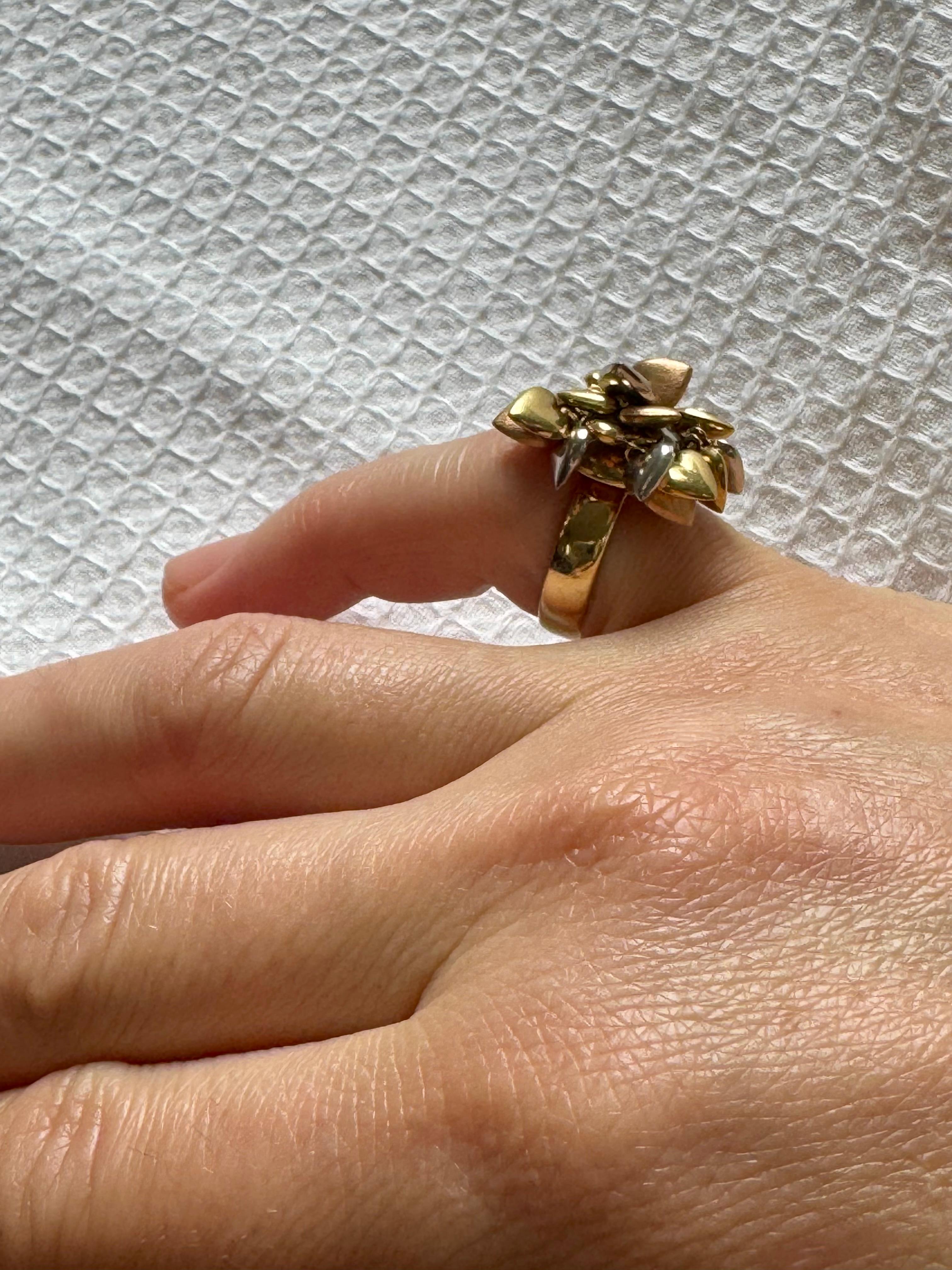 Anello a cuore multiplo fluttuante in oro giallo, rosa e bianco 18 Kt misura 6 in vendita 8