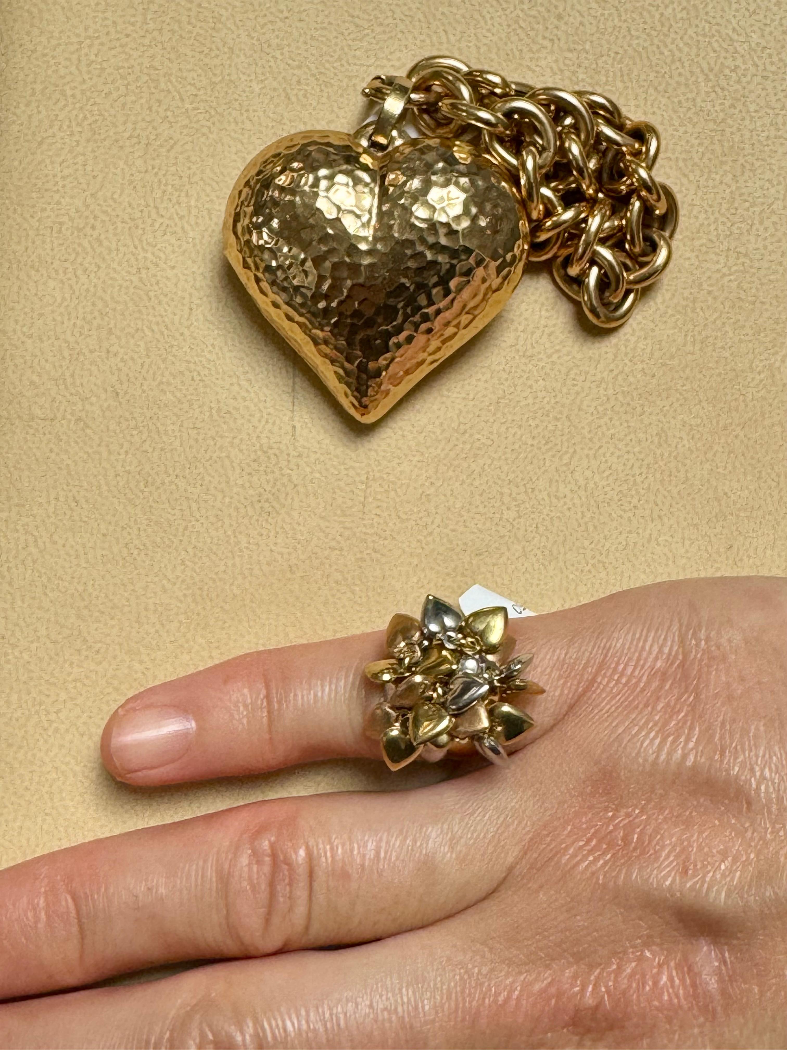 Anello a cuore multiplo fluttuante in oro giallo, rosa e bianco 18 Kt misura 6 in vendita 12