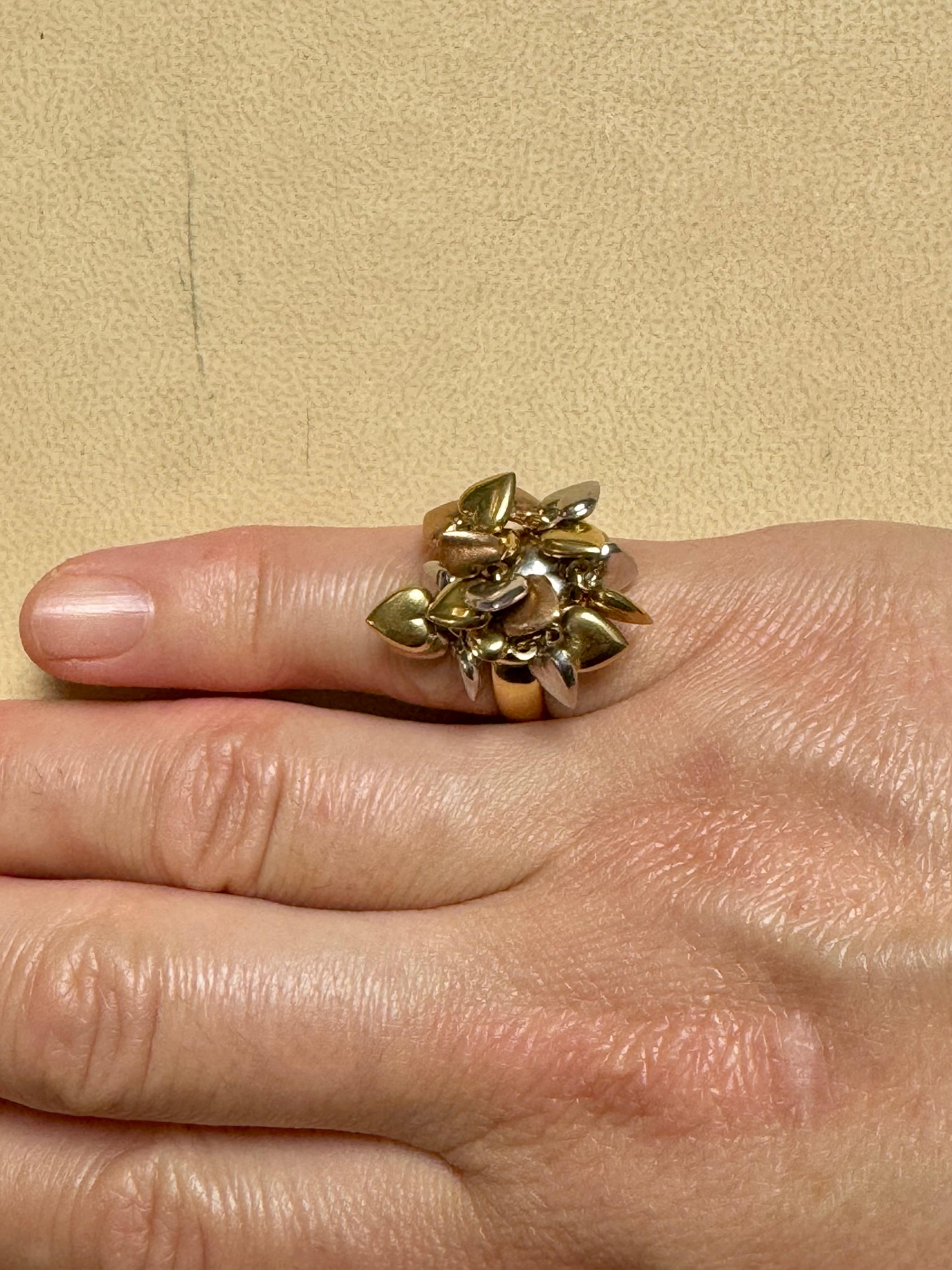 Anello a cuore multiplo fluttuante in oro giallo, rosa e bianco 18 Kt misura 6 in vendita 13