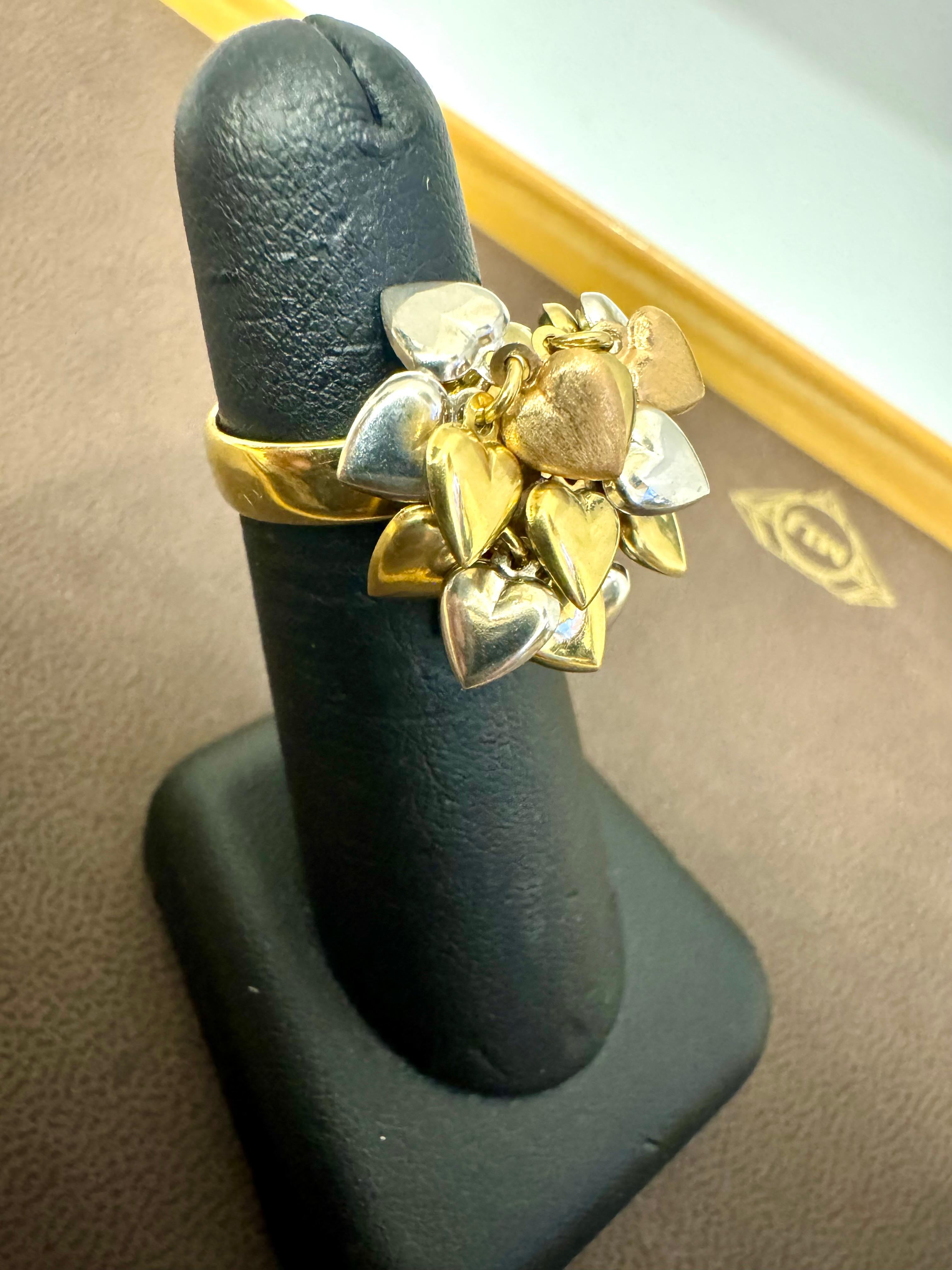 Donna Anello a cuore multiplo fluttuante in oro giallo, rosa e bianco 18 Kt misura 6 in vendita