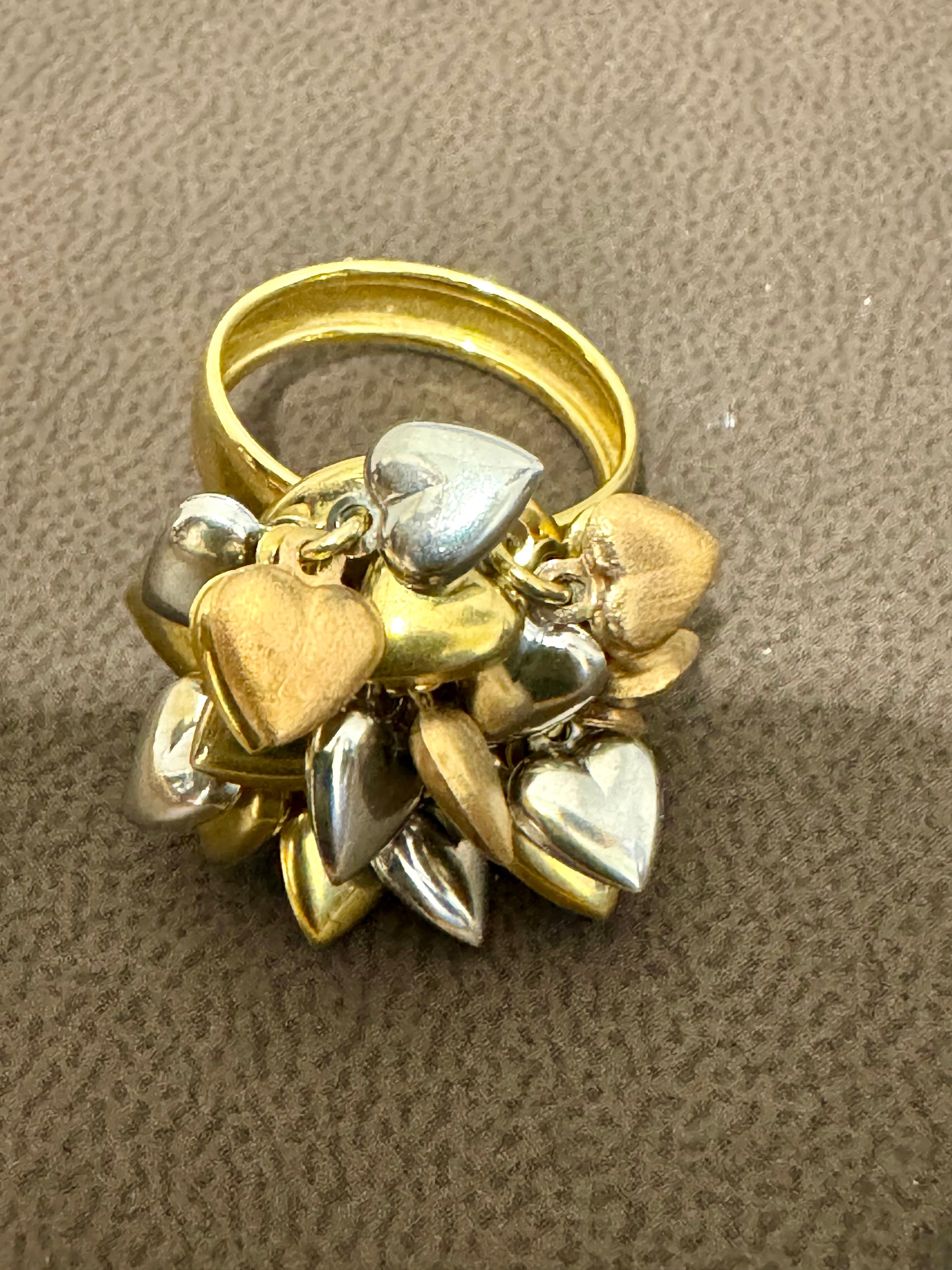 Anello a cuore multiplo fluttuante in oro giallo, rosa e bianco 18 Kt misura 6 in vendita 3