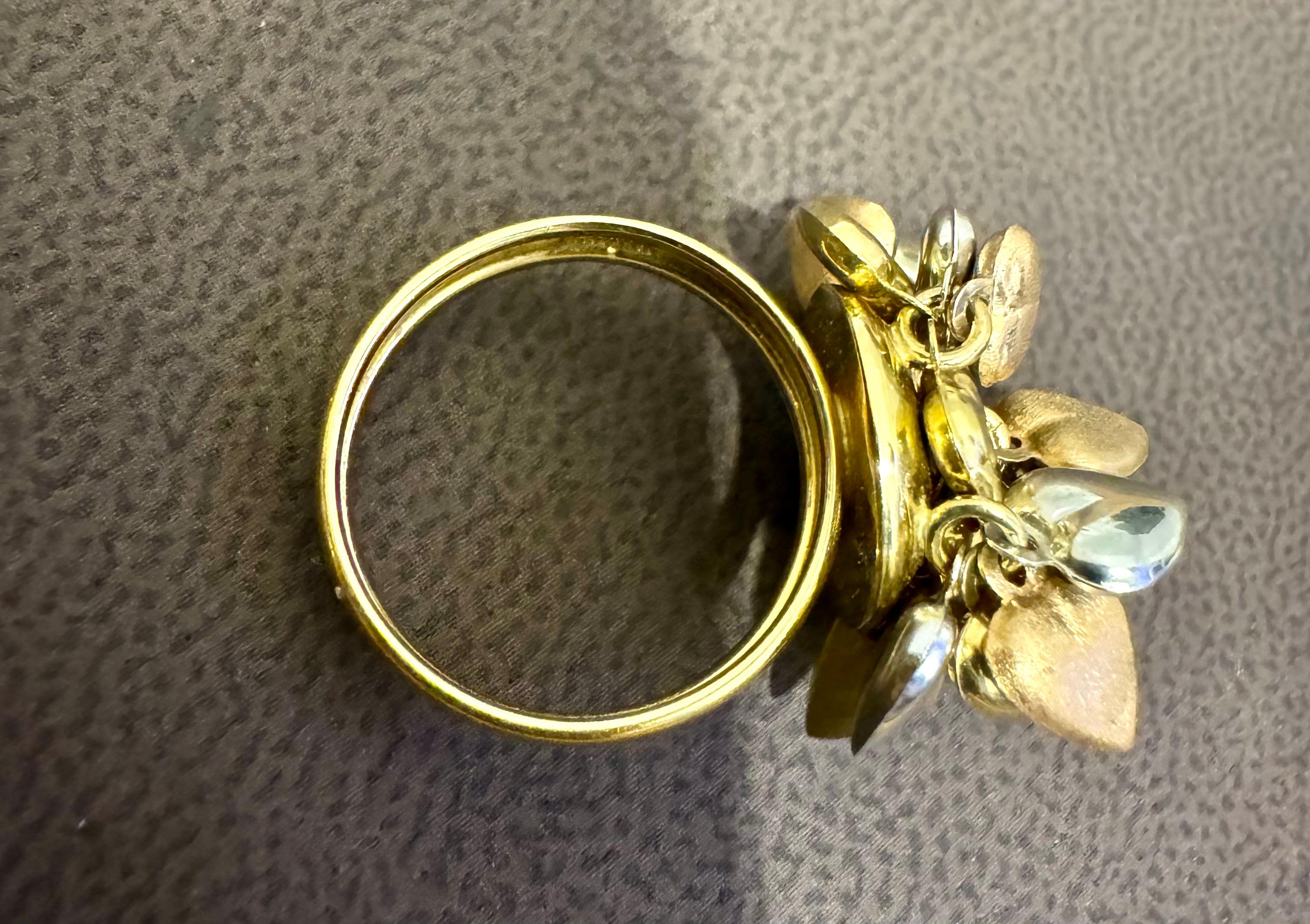 Anello a cuore multiplo fluttuante in oro giallo, rosa e bianco 18 Kt misura 6 in vendita 4