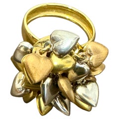 Anillo Corazón Flotante Múltiple de Oro Amarillo, Rosa y Blanco de 18 Kt talla 6
