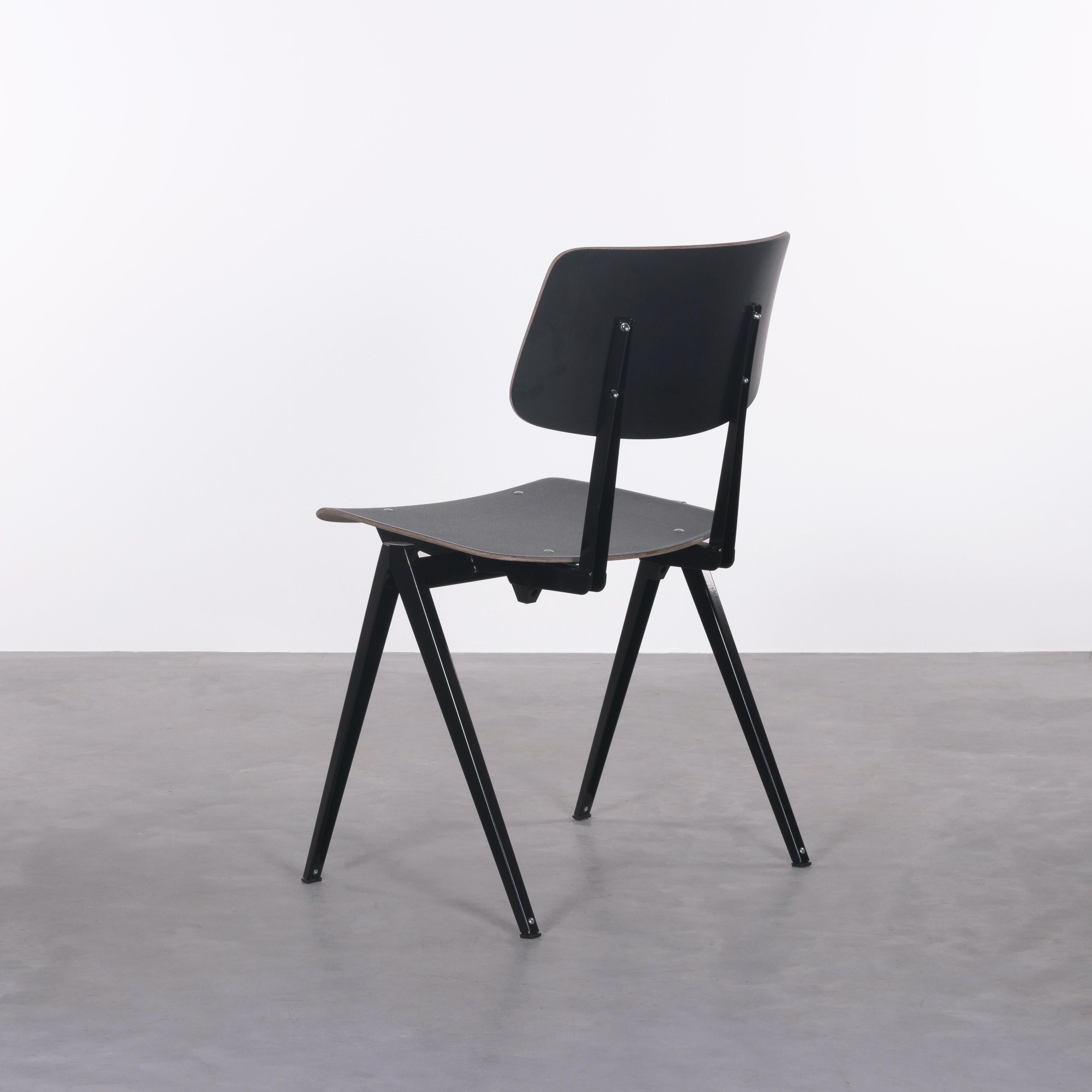 Mid-Century Modern Multiple Industrial Galvanitas S21 Stackable Dining Chairs in Black, Netherlands