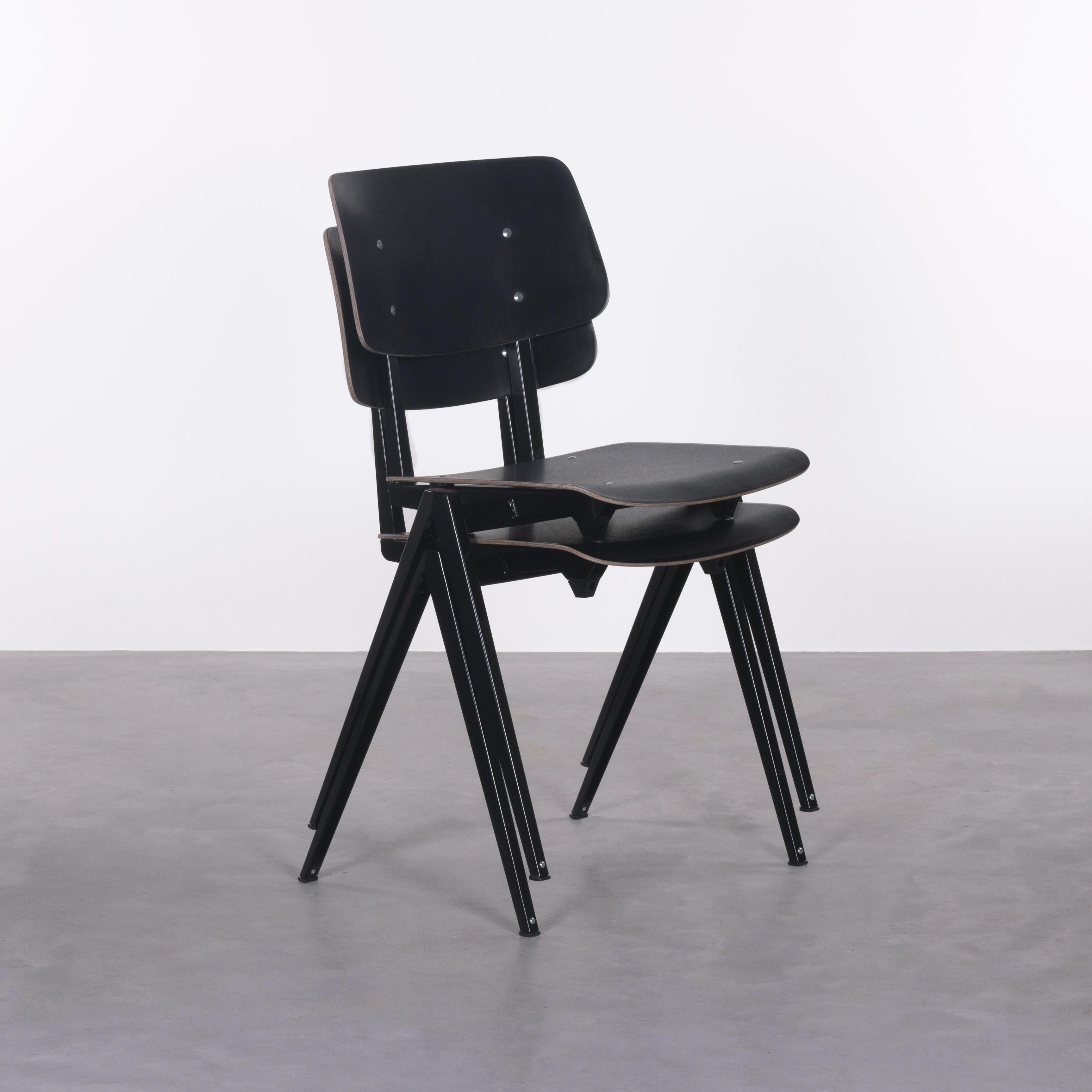 Dutch Multiple Industrial Galvanitas S21 Stackable Dining Chairs in Black, Netherlands
