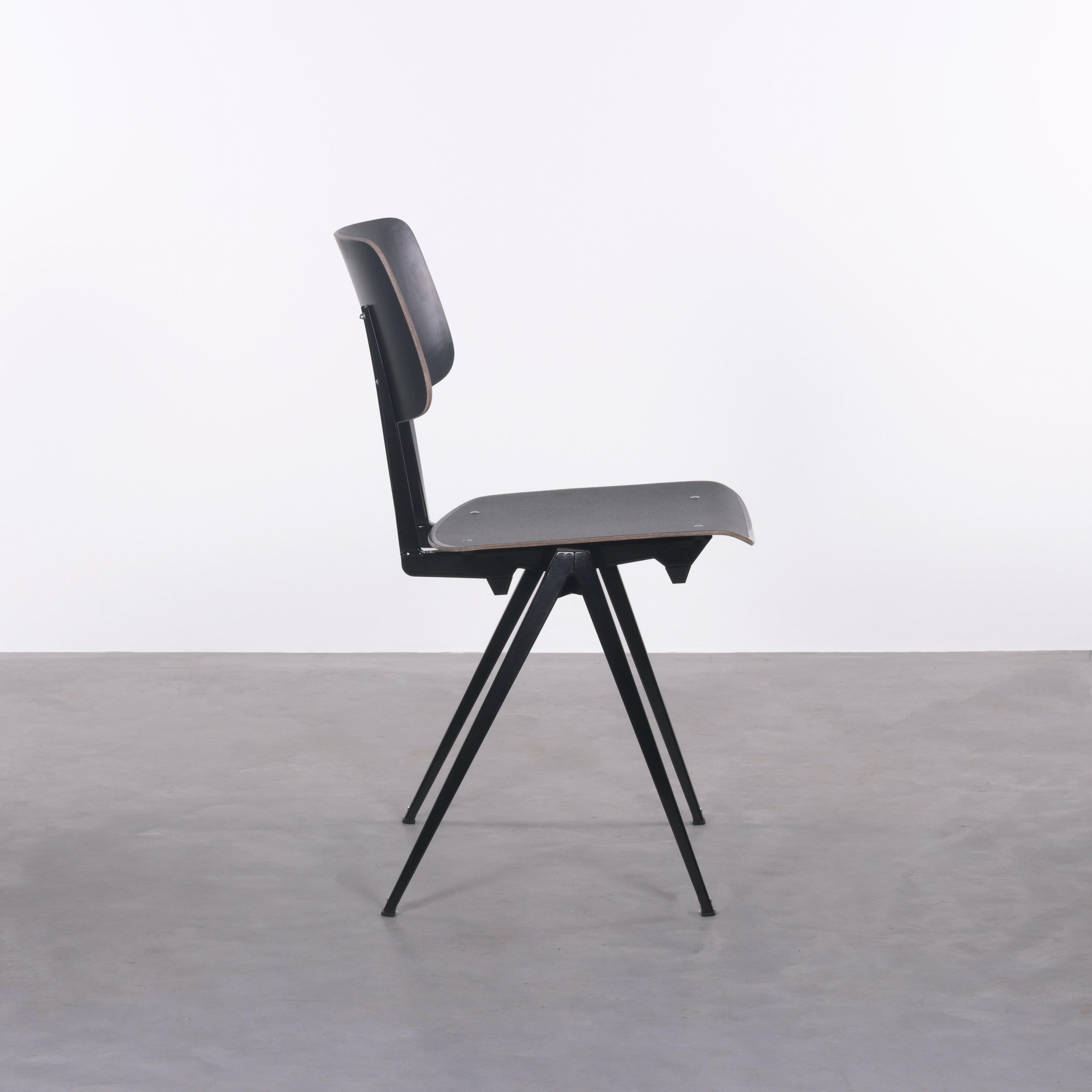 Powder-Coated Multiple Industrial Galvanitas S21 Stackable Dining Chairs in Black, Netherlands
