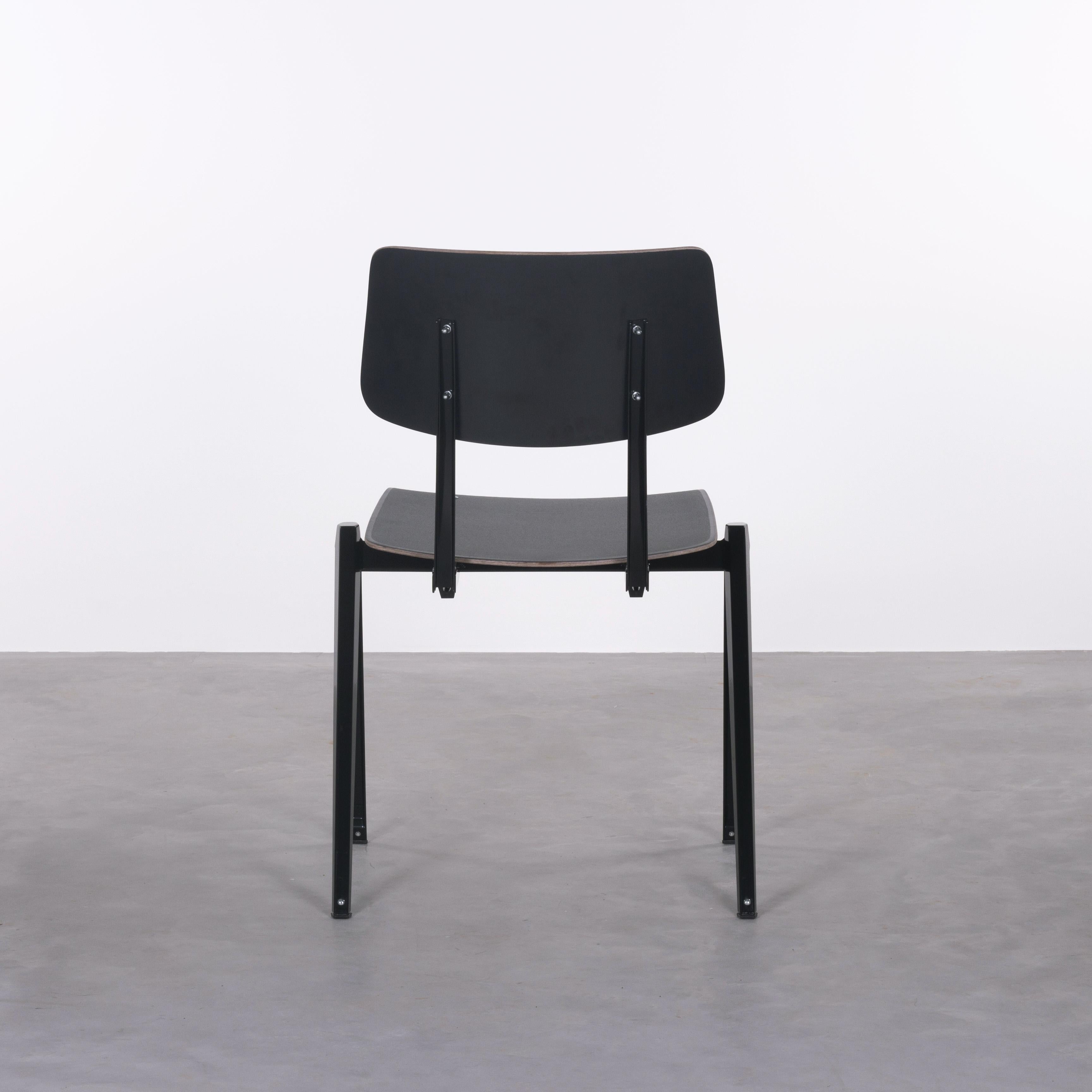 Multiple Industrial Galvanitas S21 Stackable Dining Chairs in Black, Netherlands In Excellent Condition In Amsterdam, NL