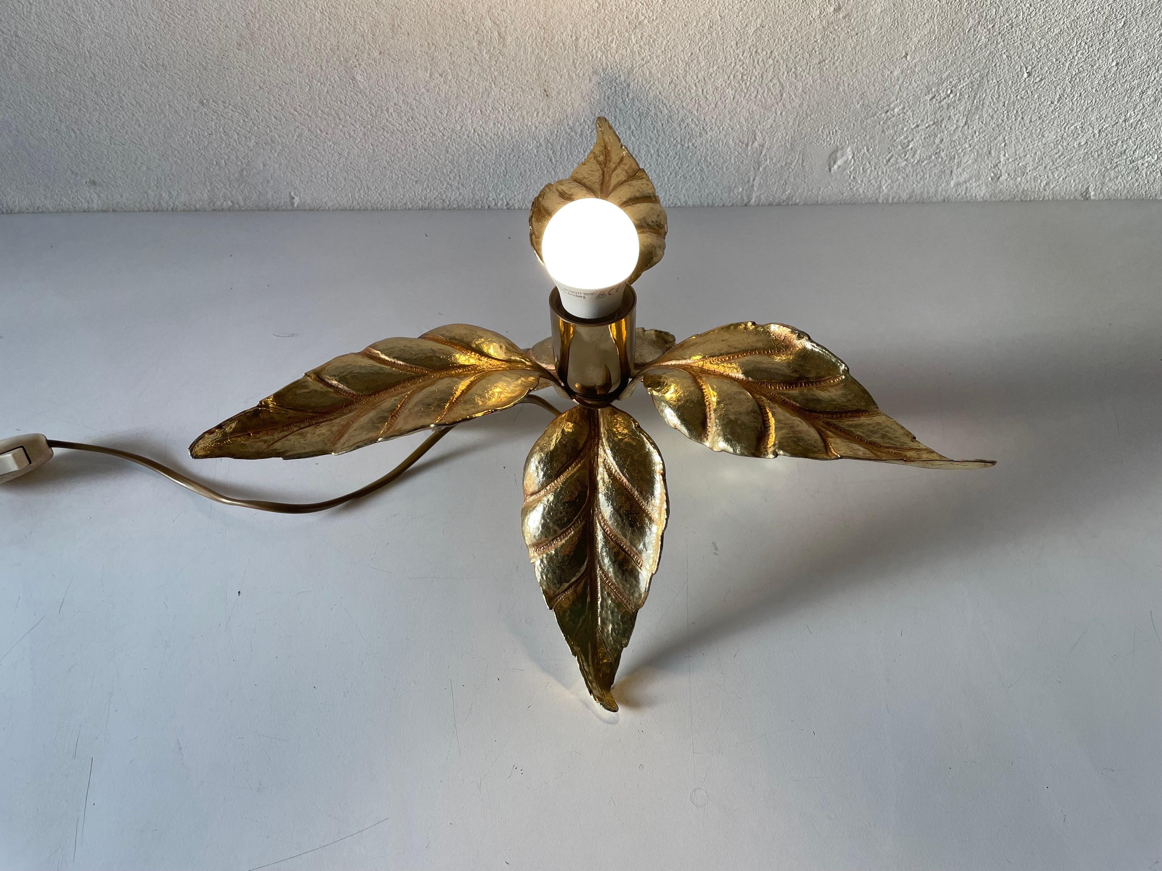 Multiple Leaf Design Brass Table Lamp by Willy Daro for Massive, 1960s, Germany 5