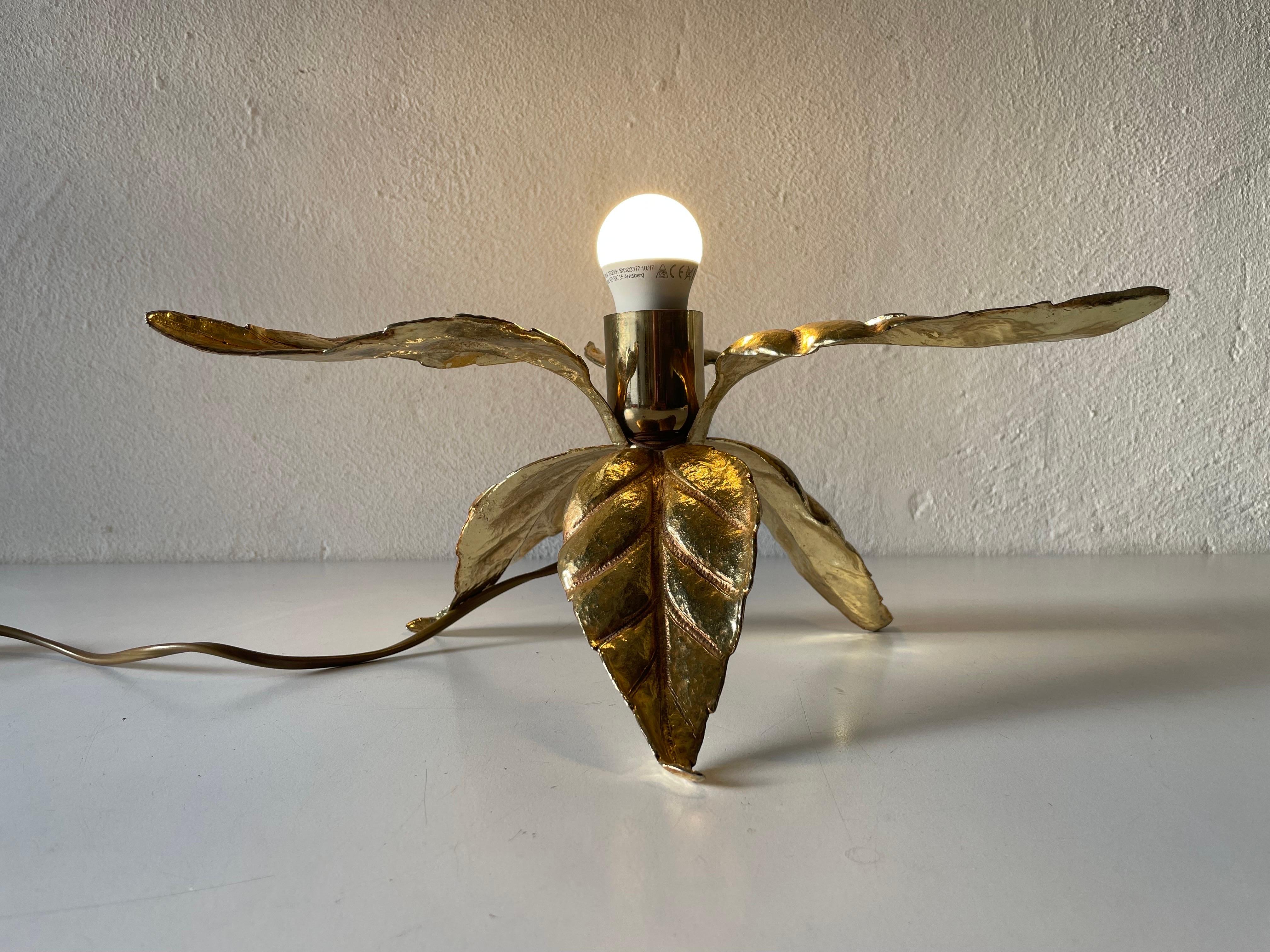 Multiple Leaf Design Brass Table Lamp by Willy Daro for Massive, 1960s, Germany 3