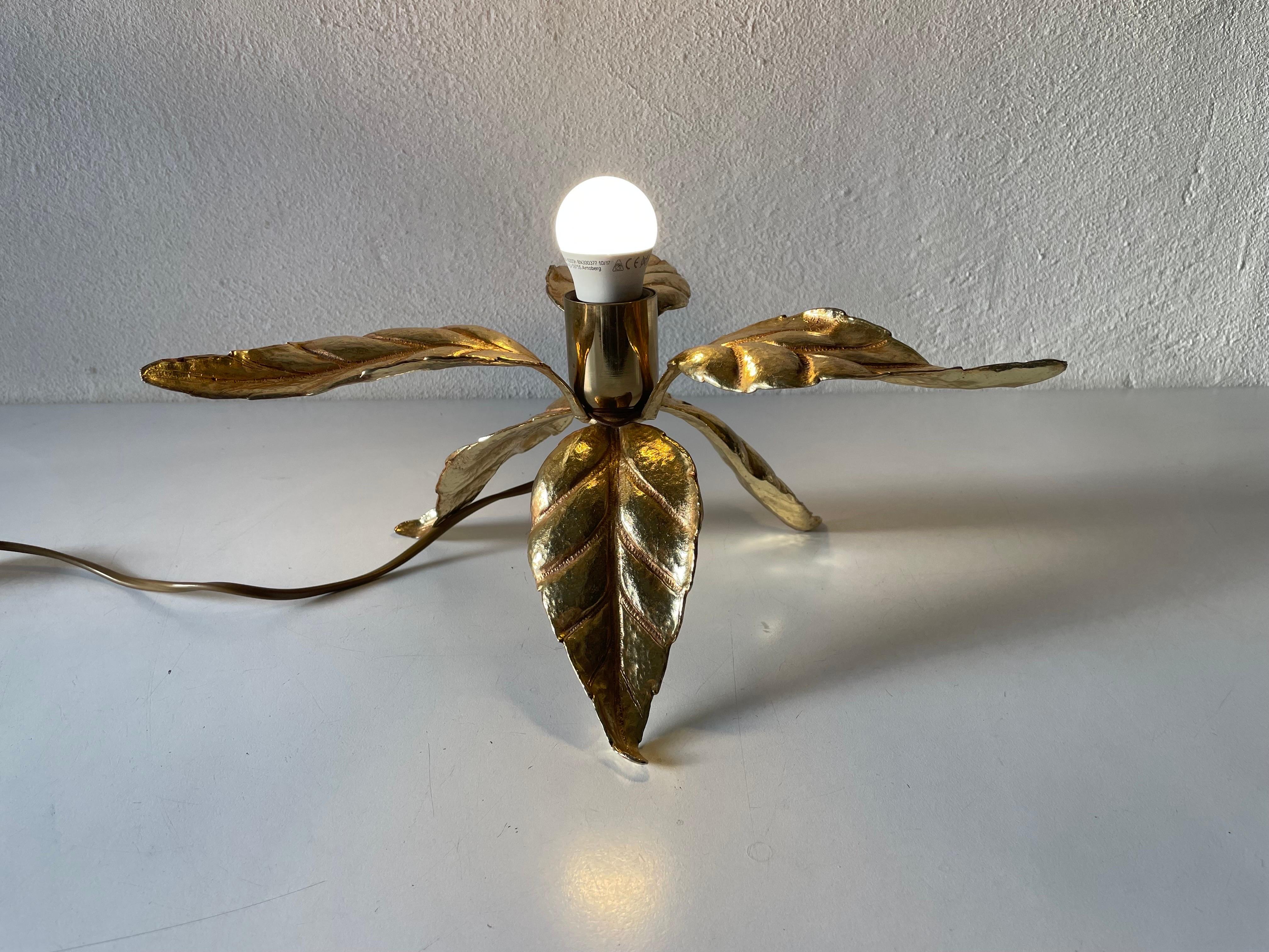 Multiple Leaf Design Brass Table Lamp by Willy Daro for Massive, 1960s, Germany 4