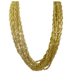 Multiple Strand 14 Karat Yellow Gold Chain Necklace
