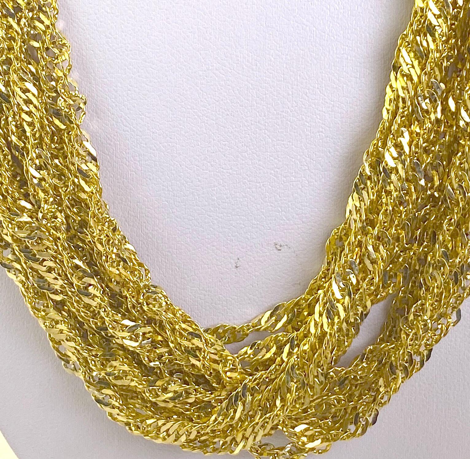 Women's Multiple Strand 14 Karat Yellow Gold Chain Necklace For Sale
