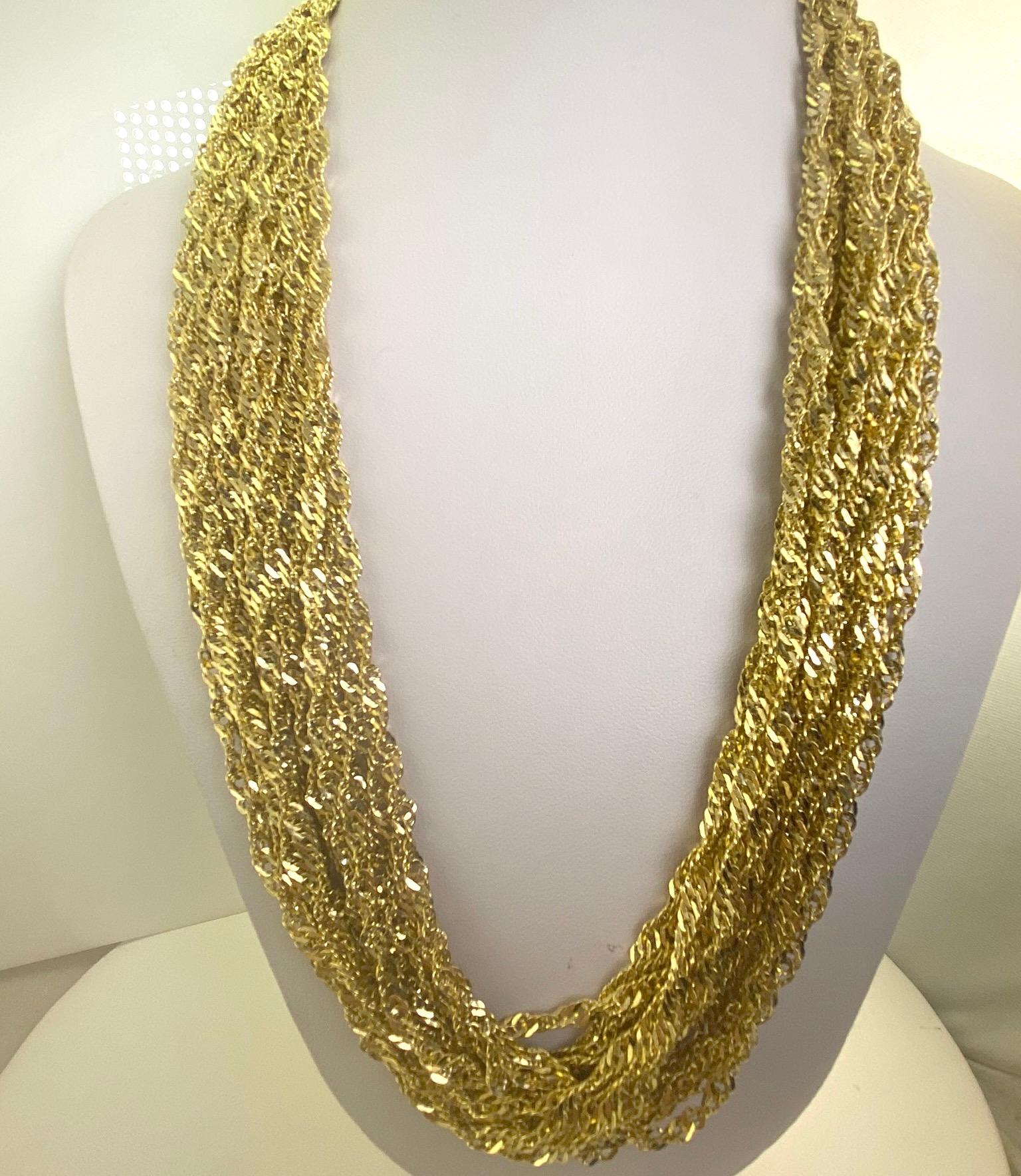 Multiple Strand 14 Karat Yellow Gold Chain Necklace For Sale 1
