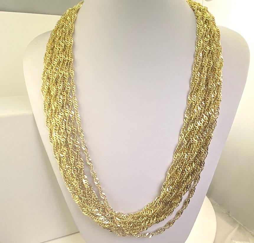 Multiple Strand 14 Karat Yellow Gold Chain Necklace For Sale 2