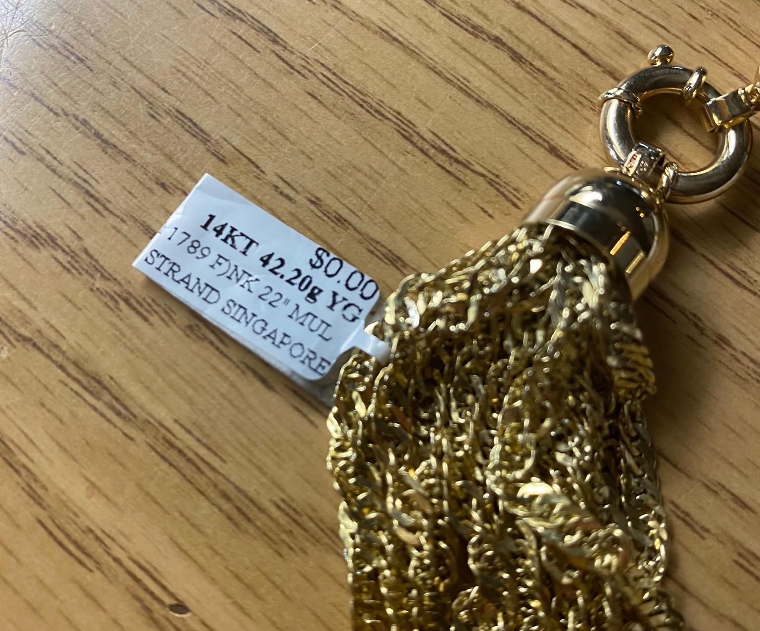 Multiple Strand 14 Karat Yellow Gold Chain Necklace For Sale 3