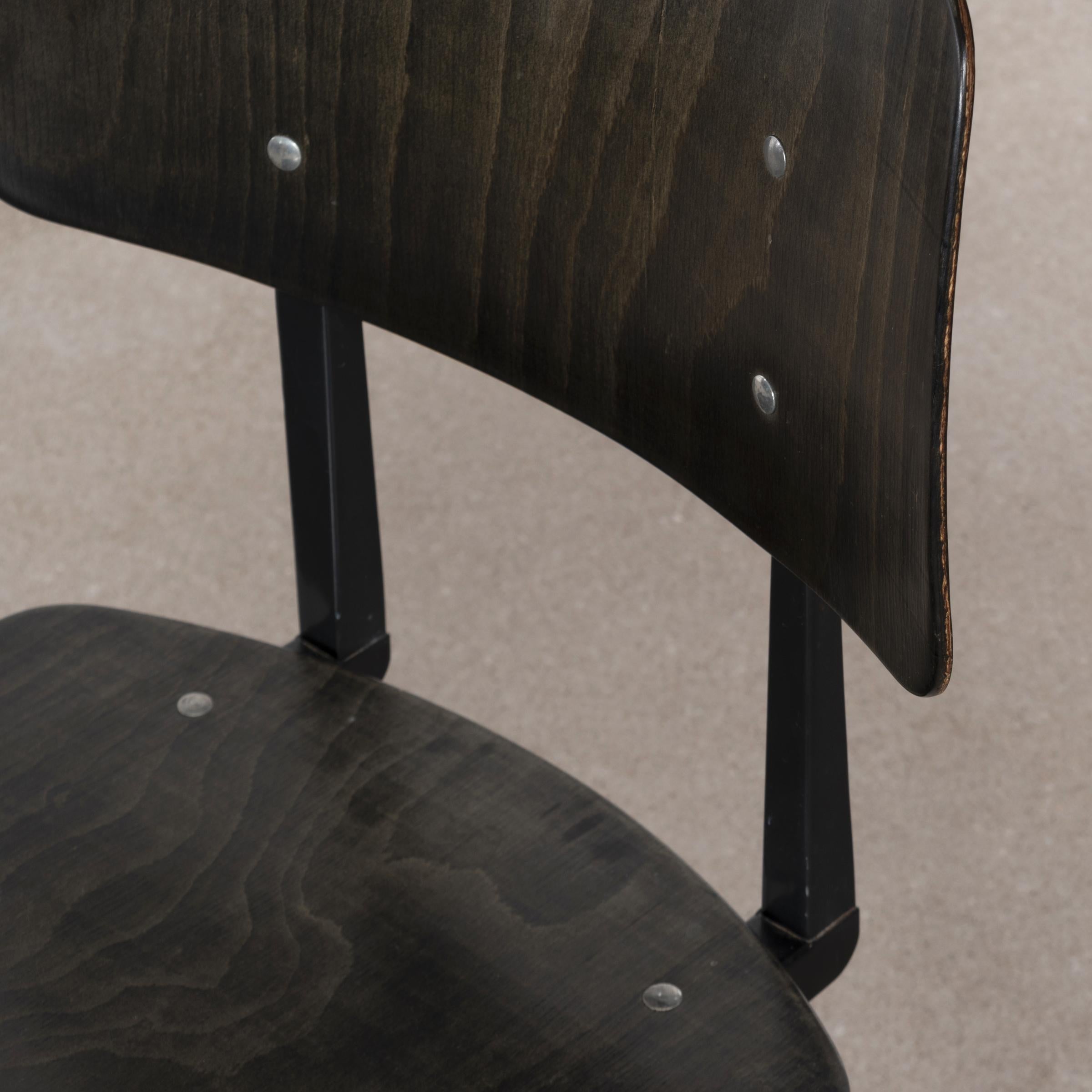 Multiple vintage Galvanitas Plywood Chairs S16 dark ebony, Netherlands 8