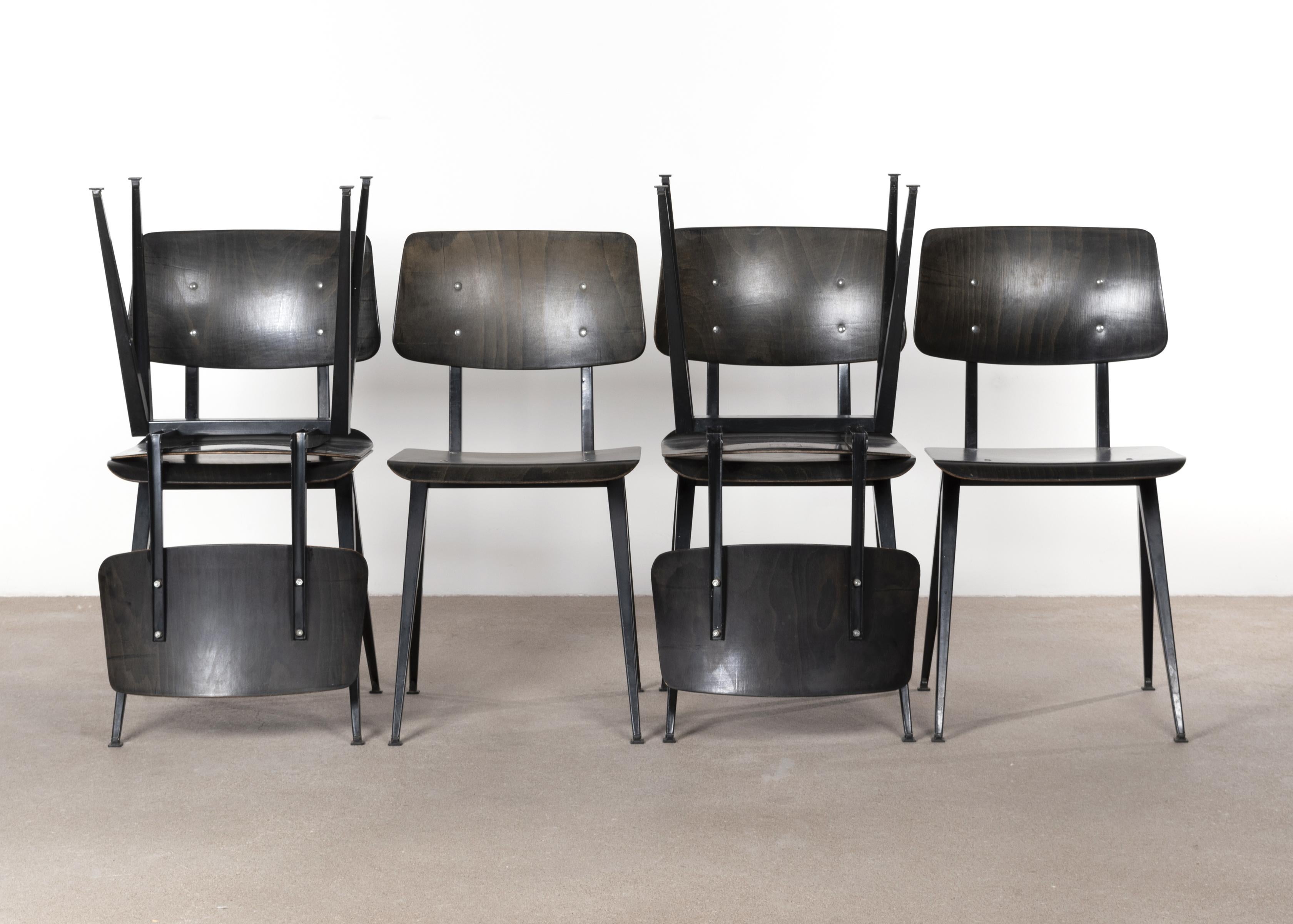 Dutch Multiple vintage Galvanitas Plywood Chairs S16 dark ebony, Netherlands