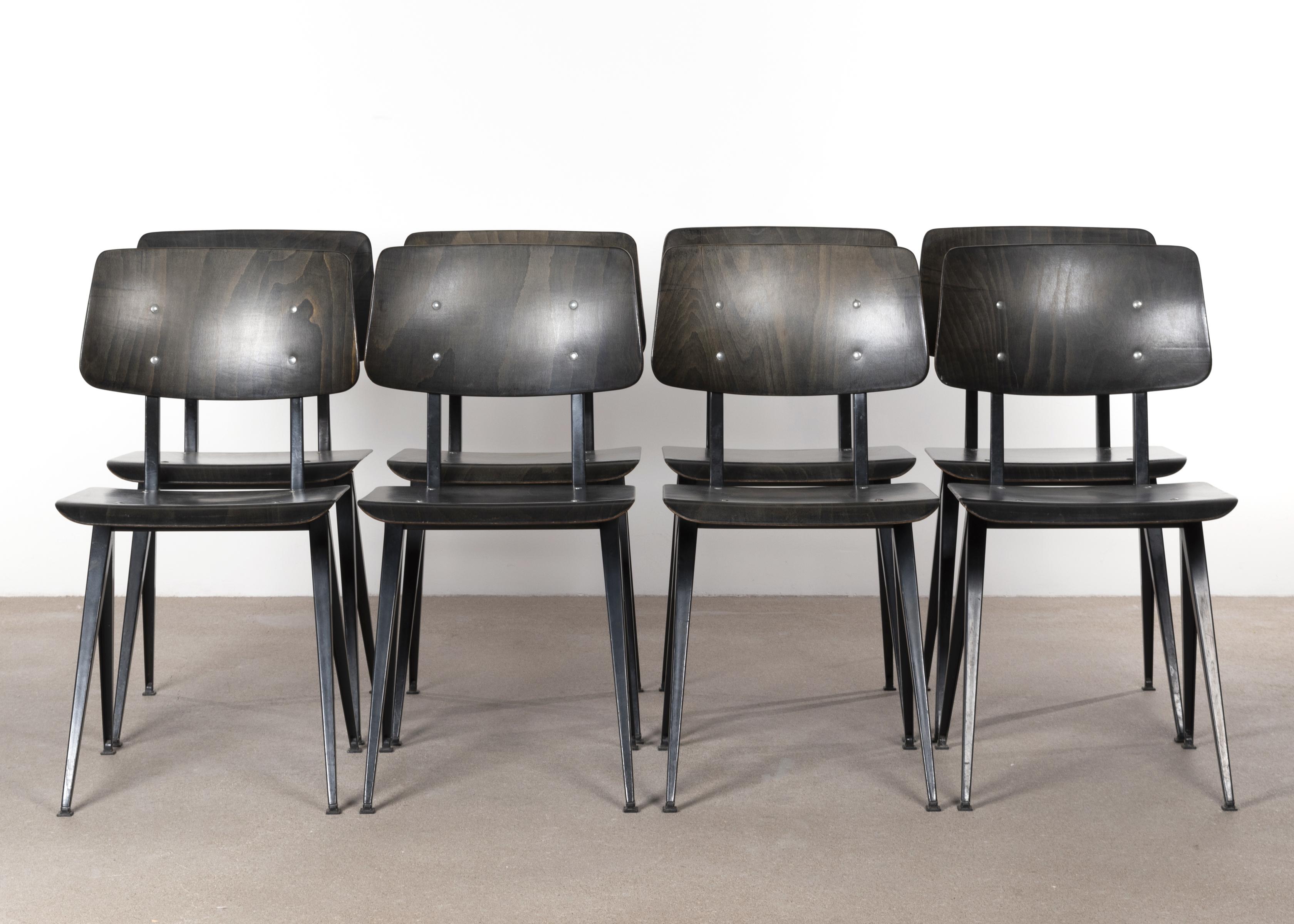Multiple vintage Galvanitas Plywood Chairs S16 dark ebony, Netherlands In Good Condition In Amsterdam, NL