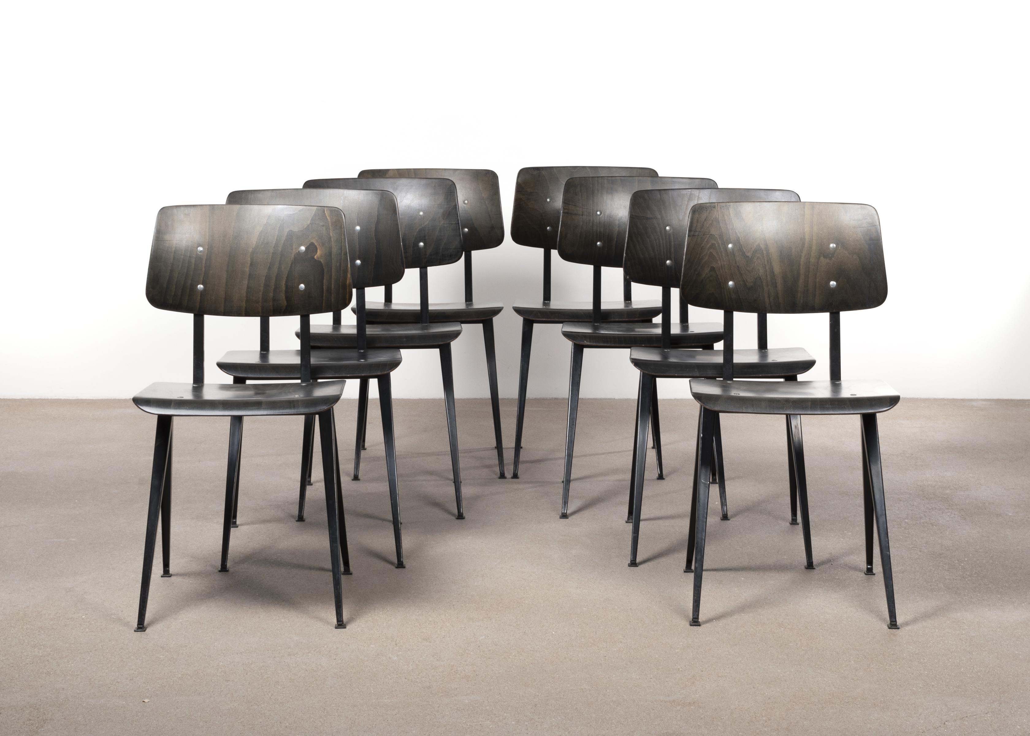 Mid-20th Century Multiple vintage Galvanitas Plywood Chairs S16 dark ebony, Netherlands