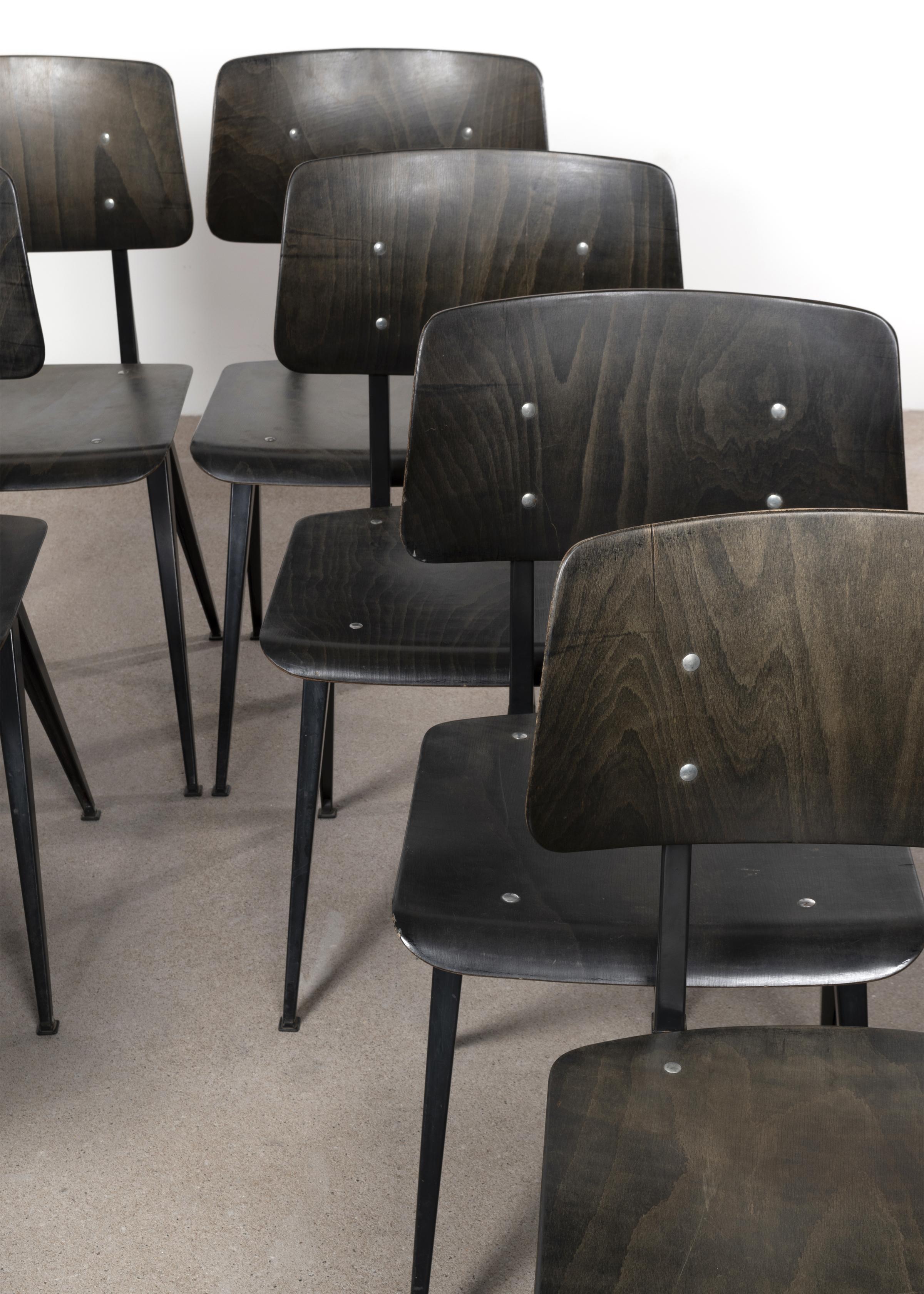 Multiple vintage Galvanitas Plywood Chairs S16 dark ebony, Netherlands 1