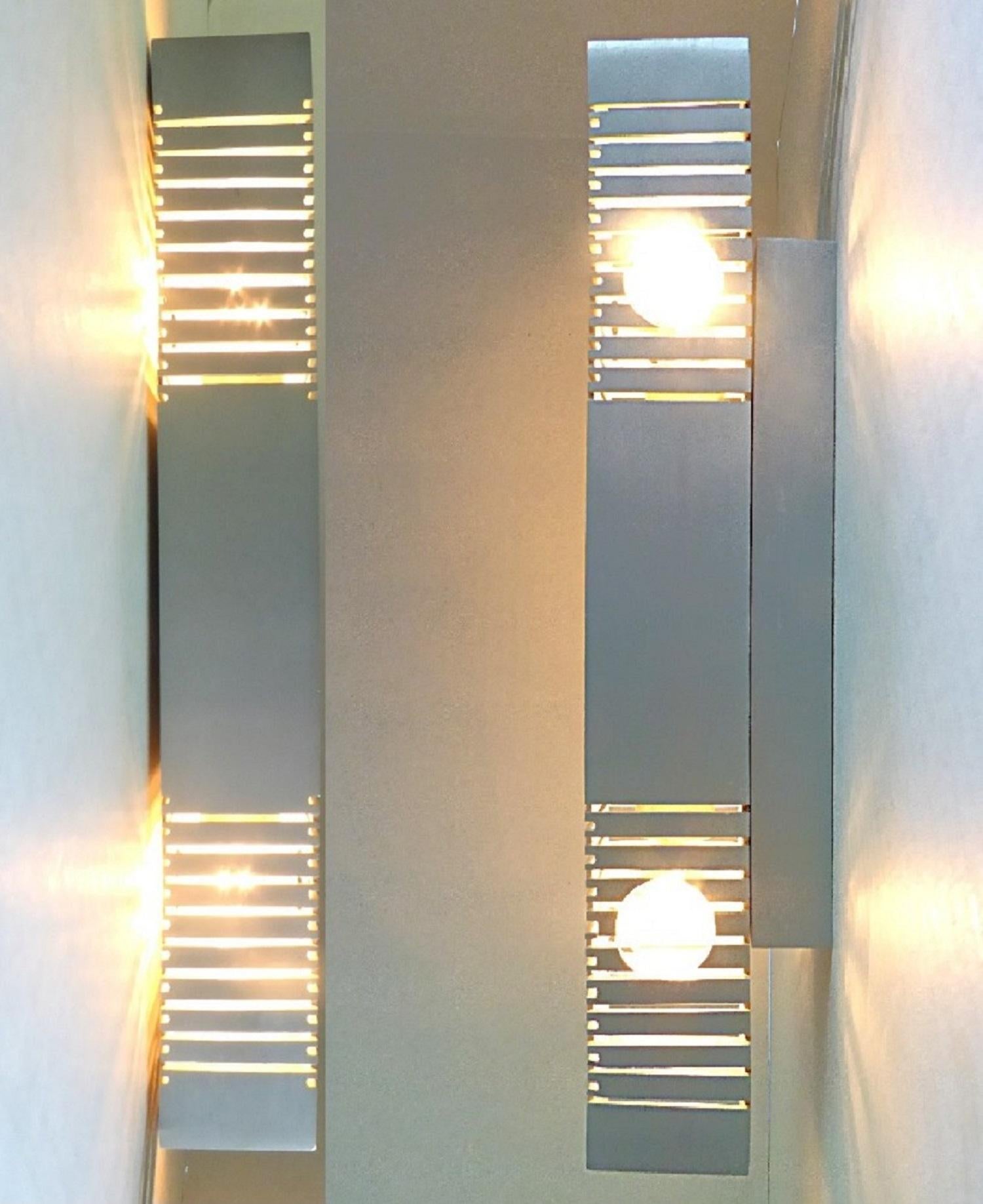 Multiples 1960s Minimalist Space Modern Aluminum European Sconces - 3 available For Sale 5