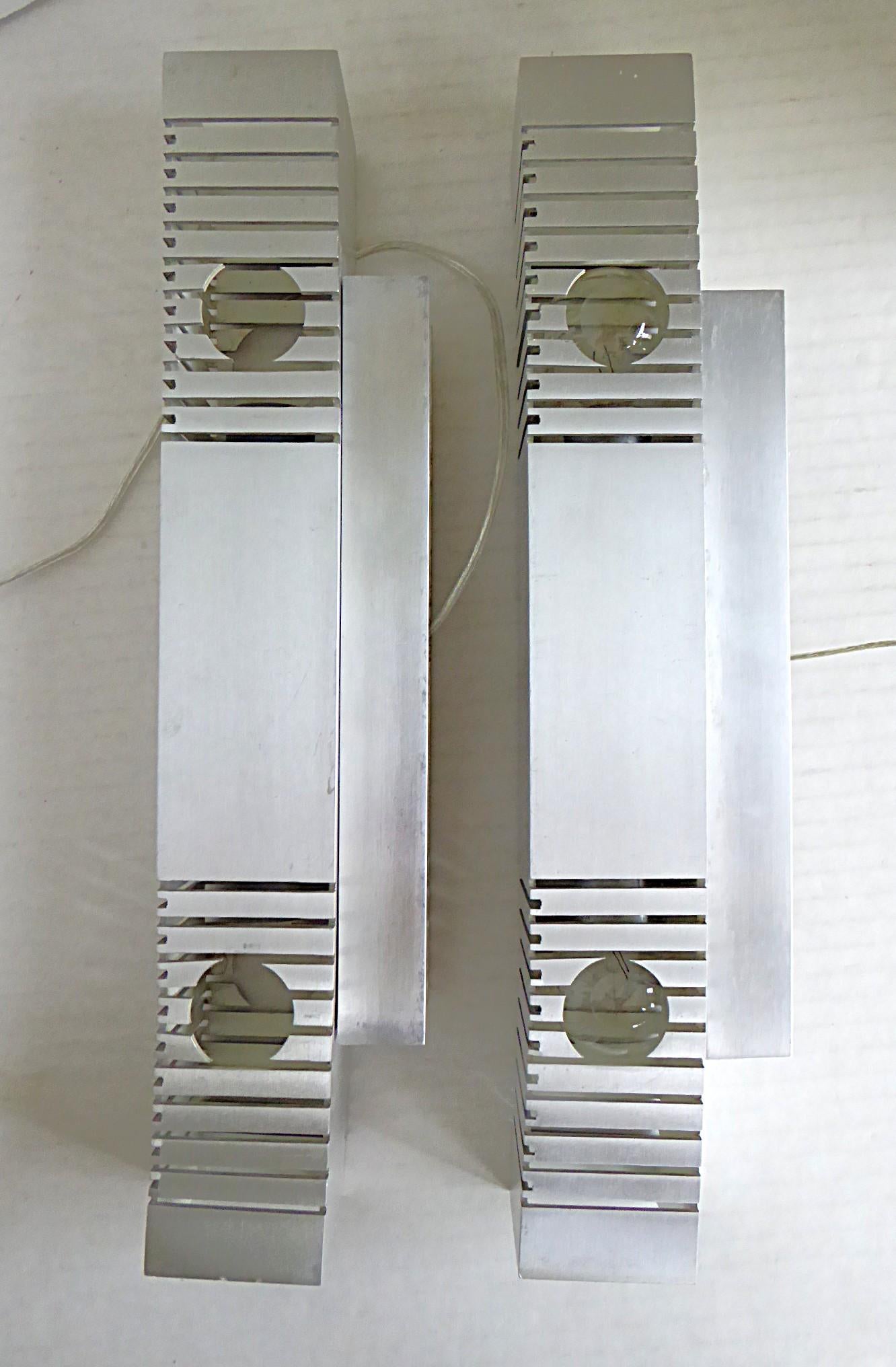 Multiples 1960s Minimalist Space Modern Aluminum European Sconces - 3 available For Sale 1