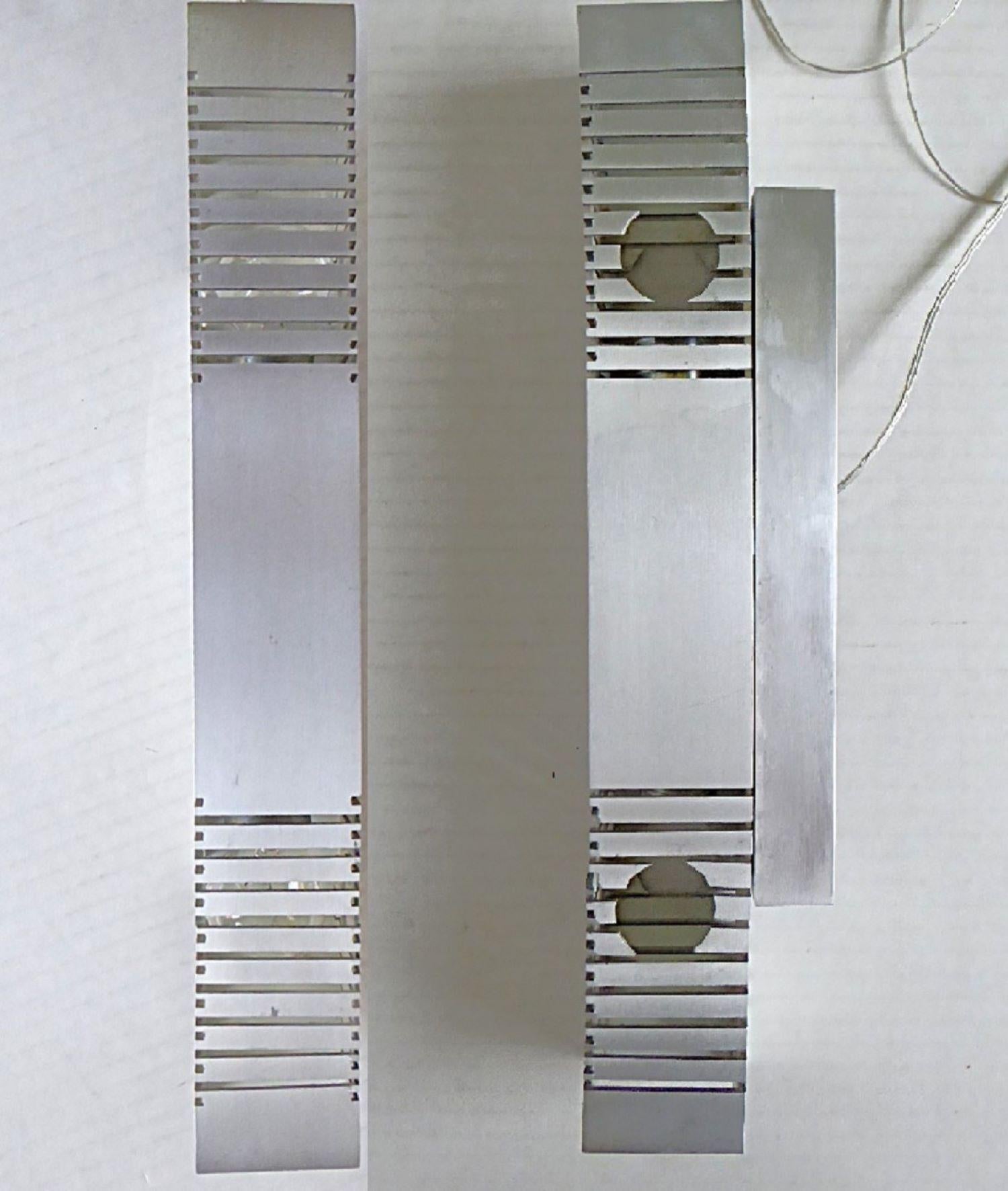 Multiples 1960s Minimalist Space Modern Aluminum European Sconces - 3 available For Sale 2