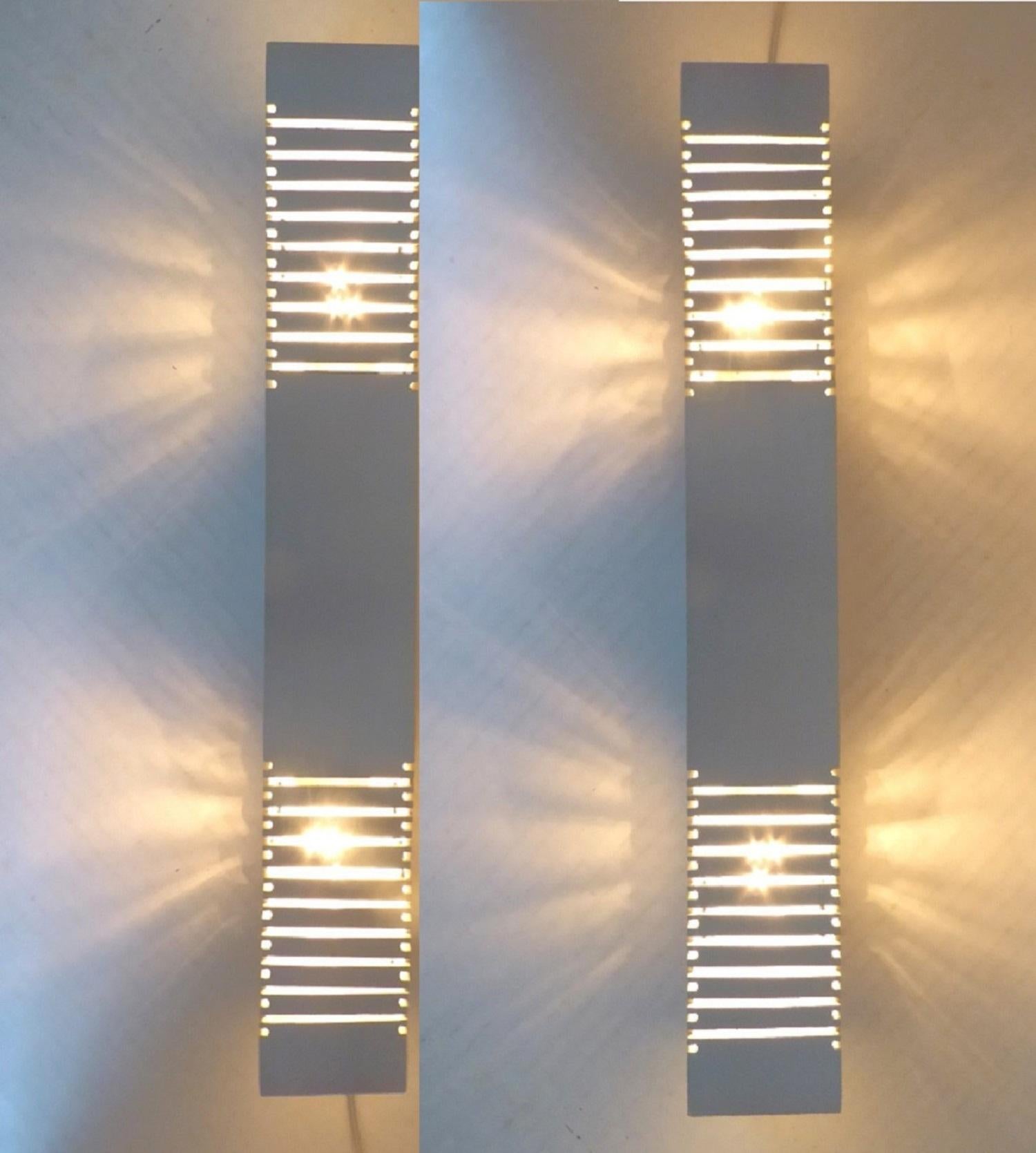 Multiples 1960s Minimalist Space Modern Aluminum European Sconces - 3 available For Sale 4