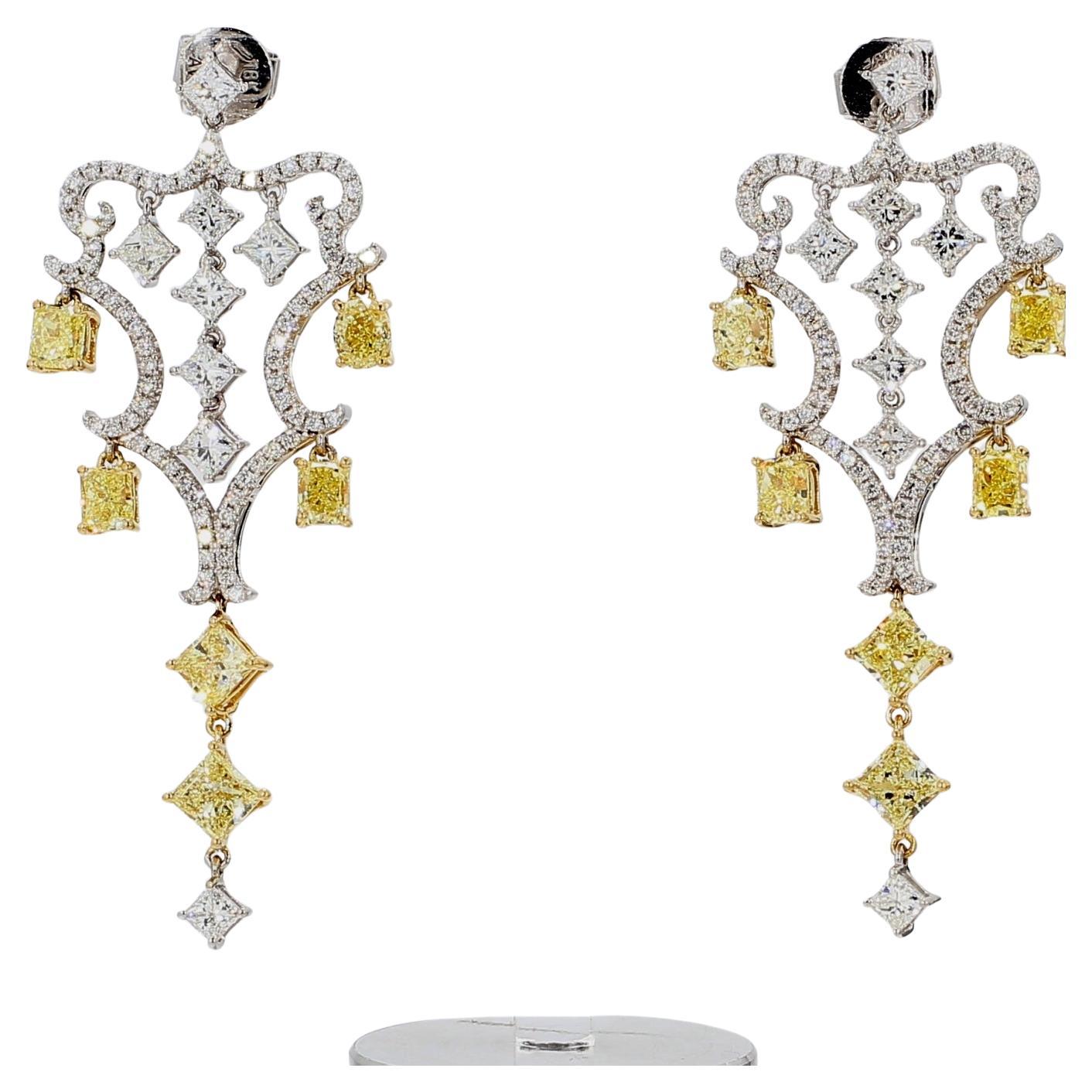 Orecchini Chandellier Pushback in oro giallo 18 carati Multishape in vendita