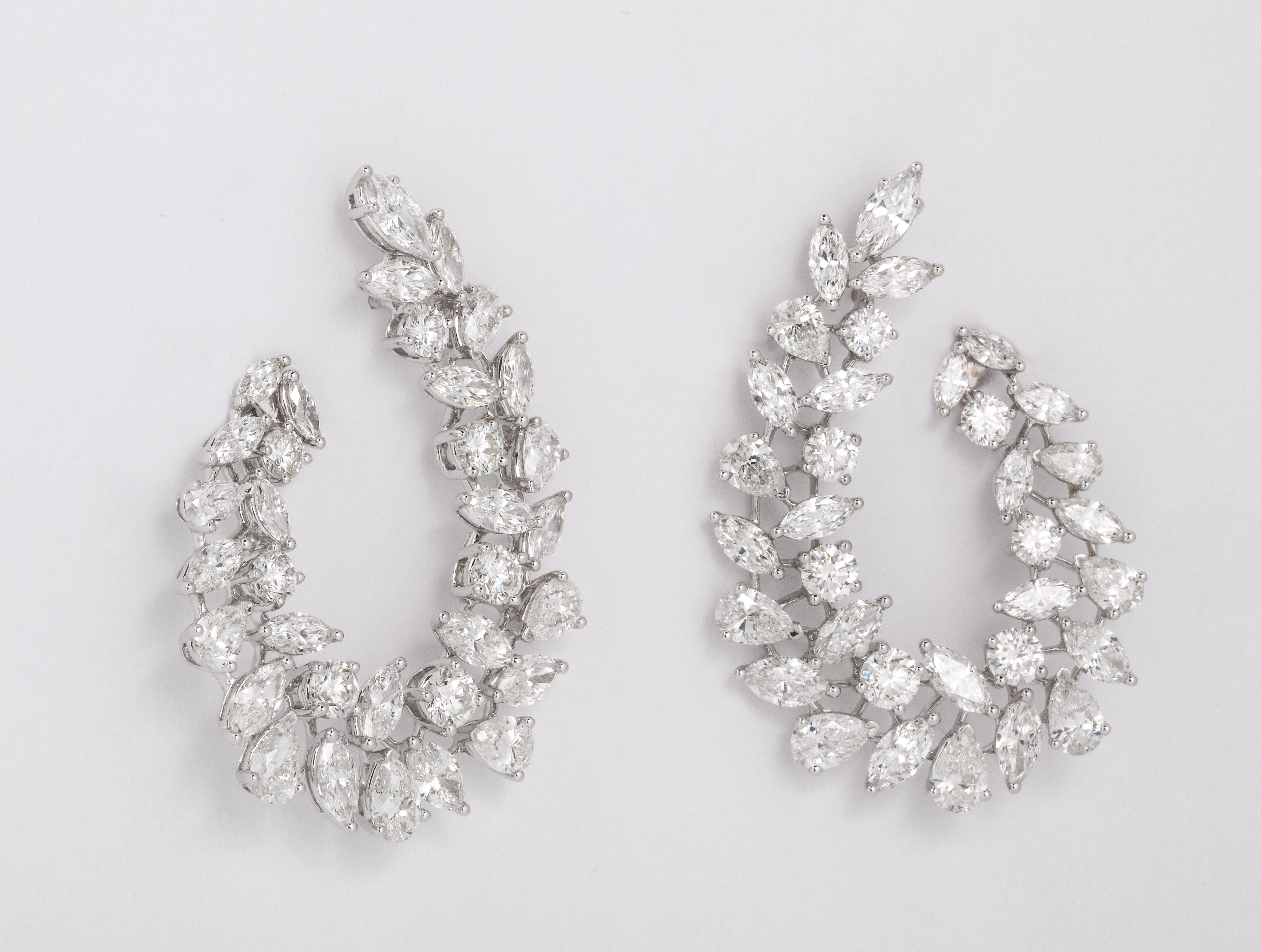 Multishape Diamond Swirl Earring For Sale 1