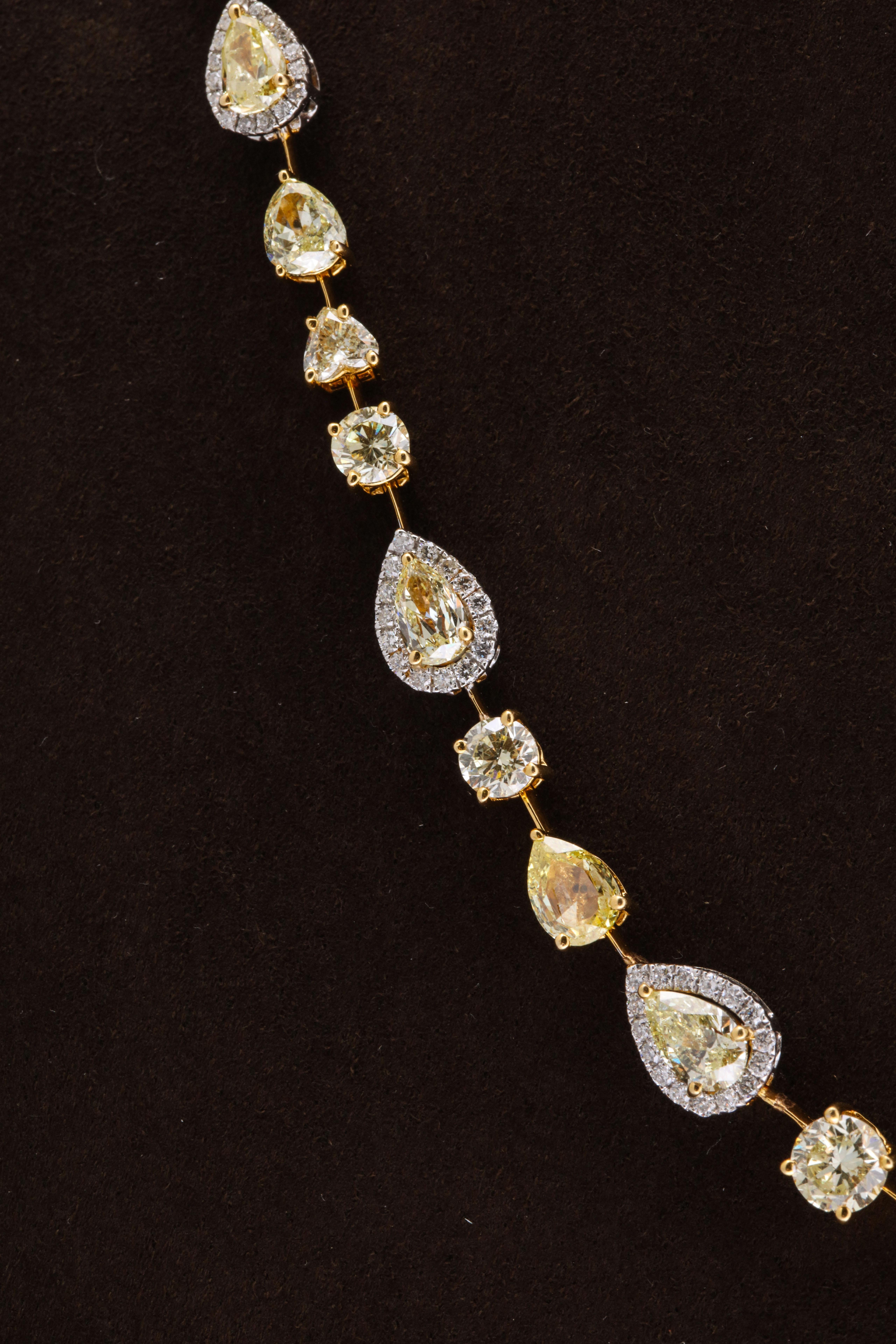 Women's or Men's Multishape Yellow and White Diamond Necklace
