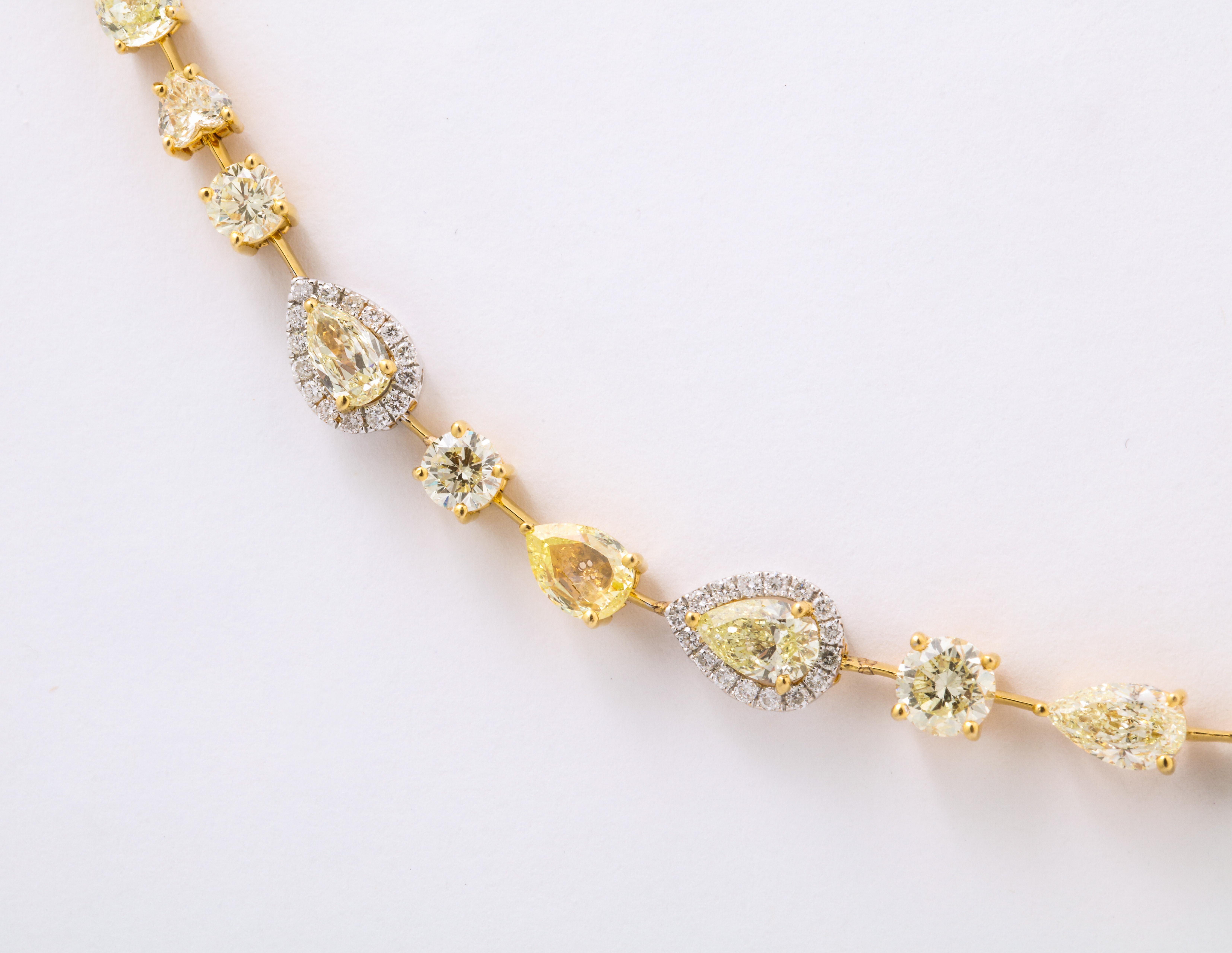 Multishape Yellow and White Diamond Necklace 1