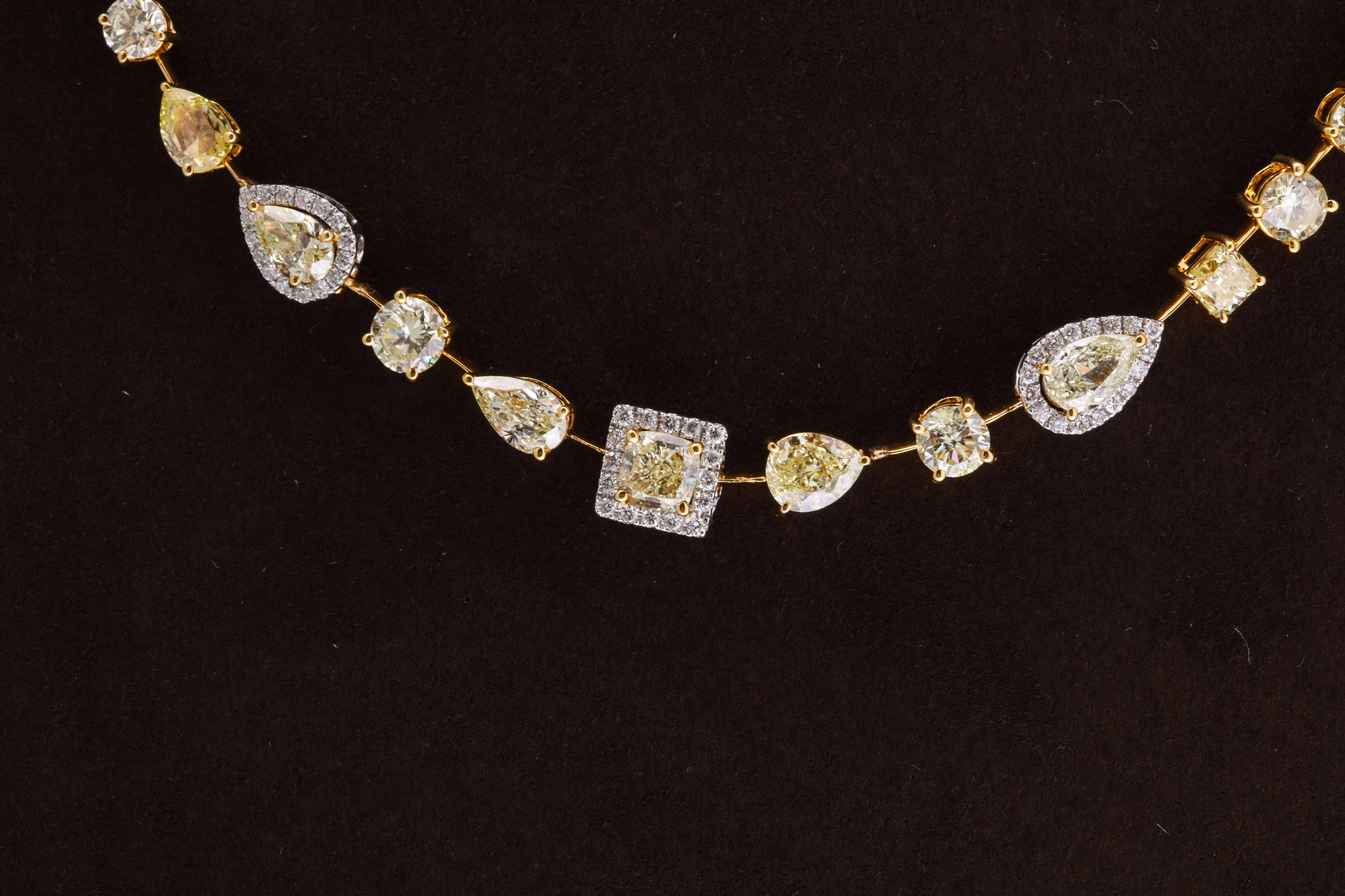 Multishape Yellow and White Diamond Necklace 2
