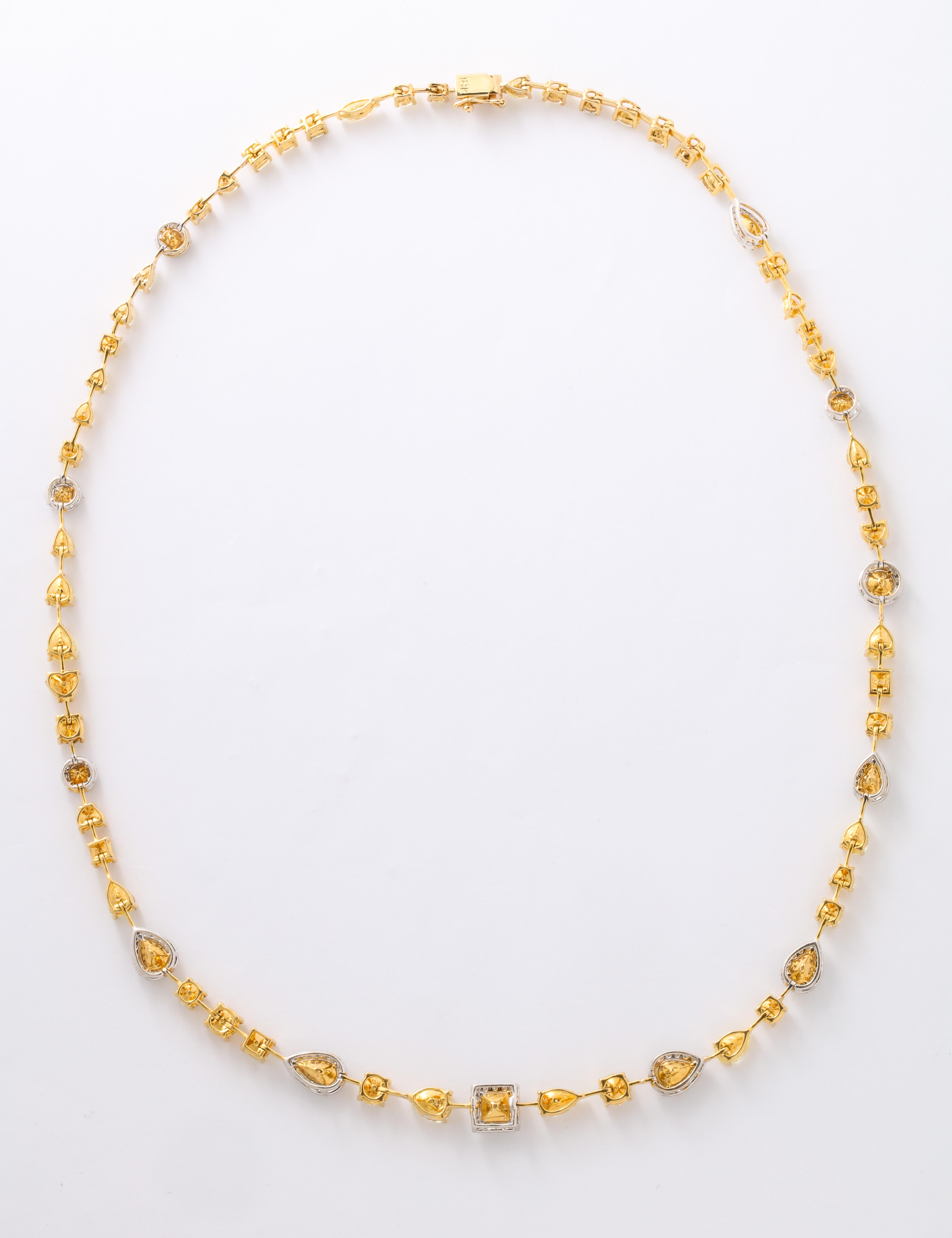 Multishape Yellow and White Diamond Necklace 4