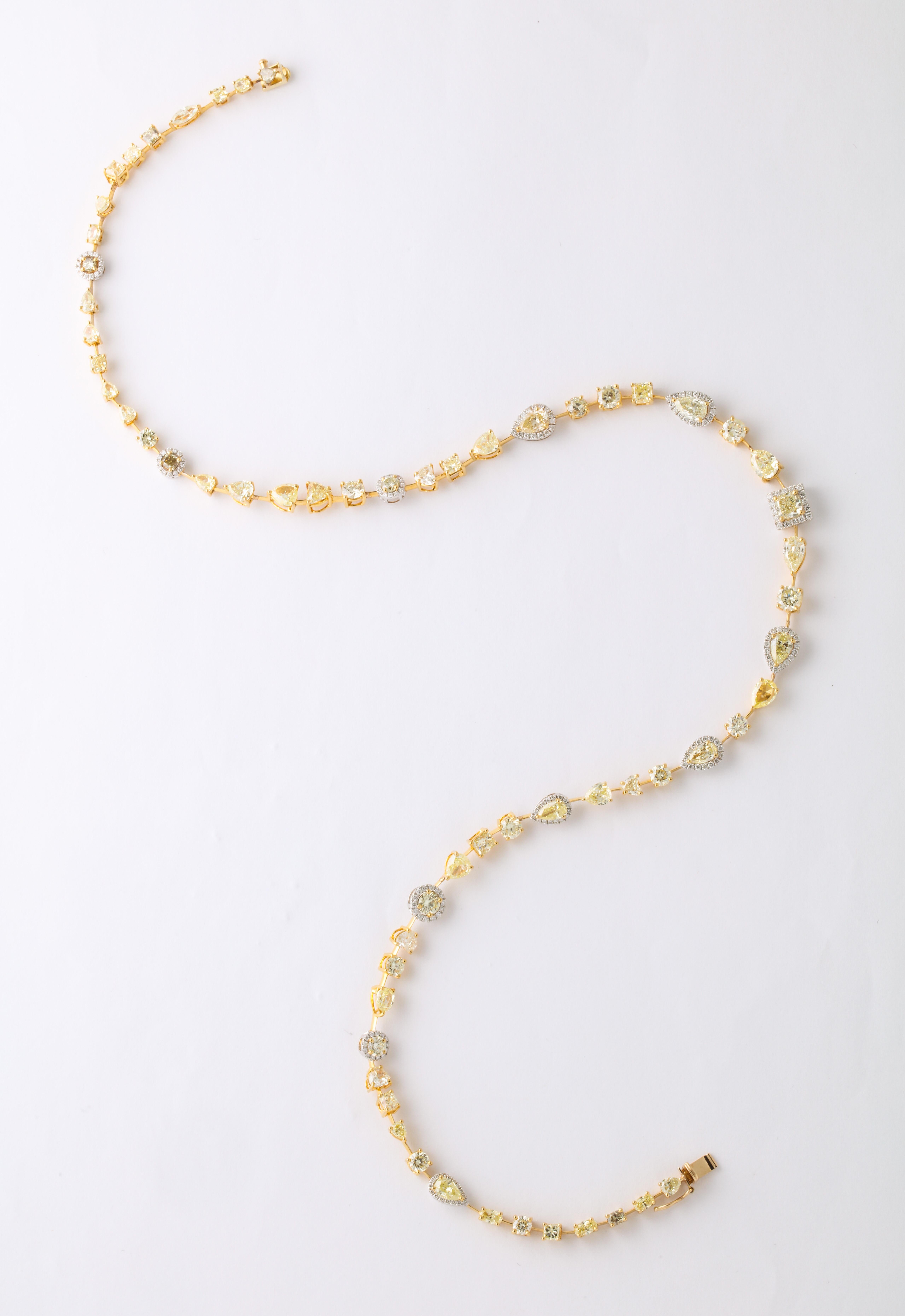Multishape Yellow and White Diamond Necklace 5