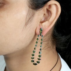 Multishaped Mint Green Tourmaline Waterfall Earrings With Diamonds In 18k Gold