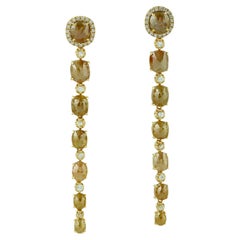 Multishaped Ice Diamond Dangle Earrings Made In 18k Yellow Gold