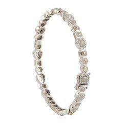 Multishaped Ice Diamonds Tennis Bracelet Made In 18k White Gold
